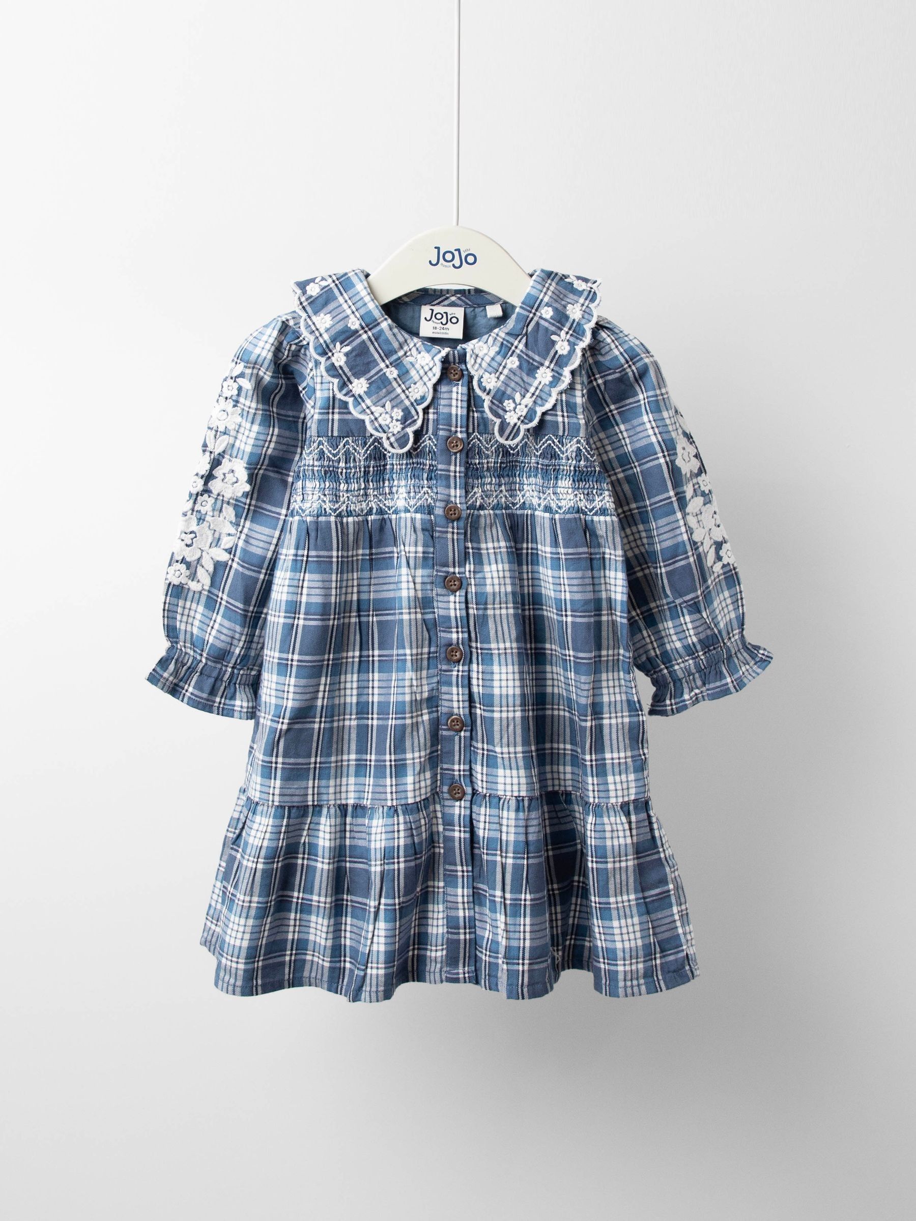 Denim Blue Embroidered Check Dress (H15843) | £32 - £38