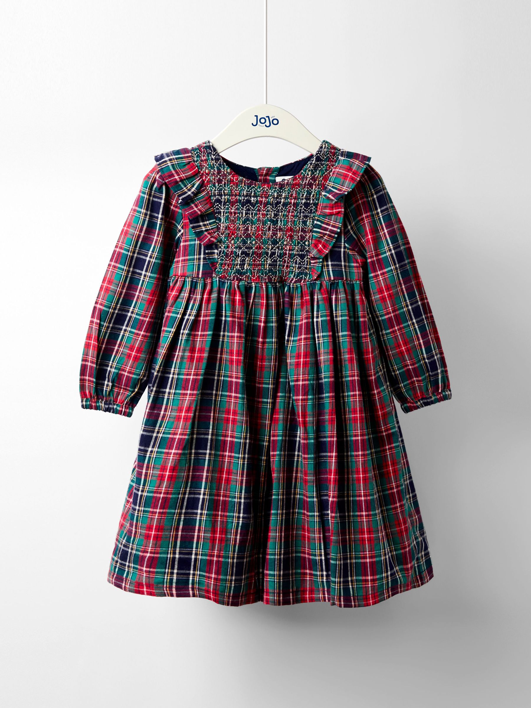 Blue Smocked Frill Tartan Party Dress (H15865) | £34 - £40