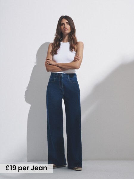 Indigo Blue/Black - 2 Pack Denim Straight Leg Jeans (H16005) | £38