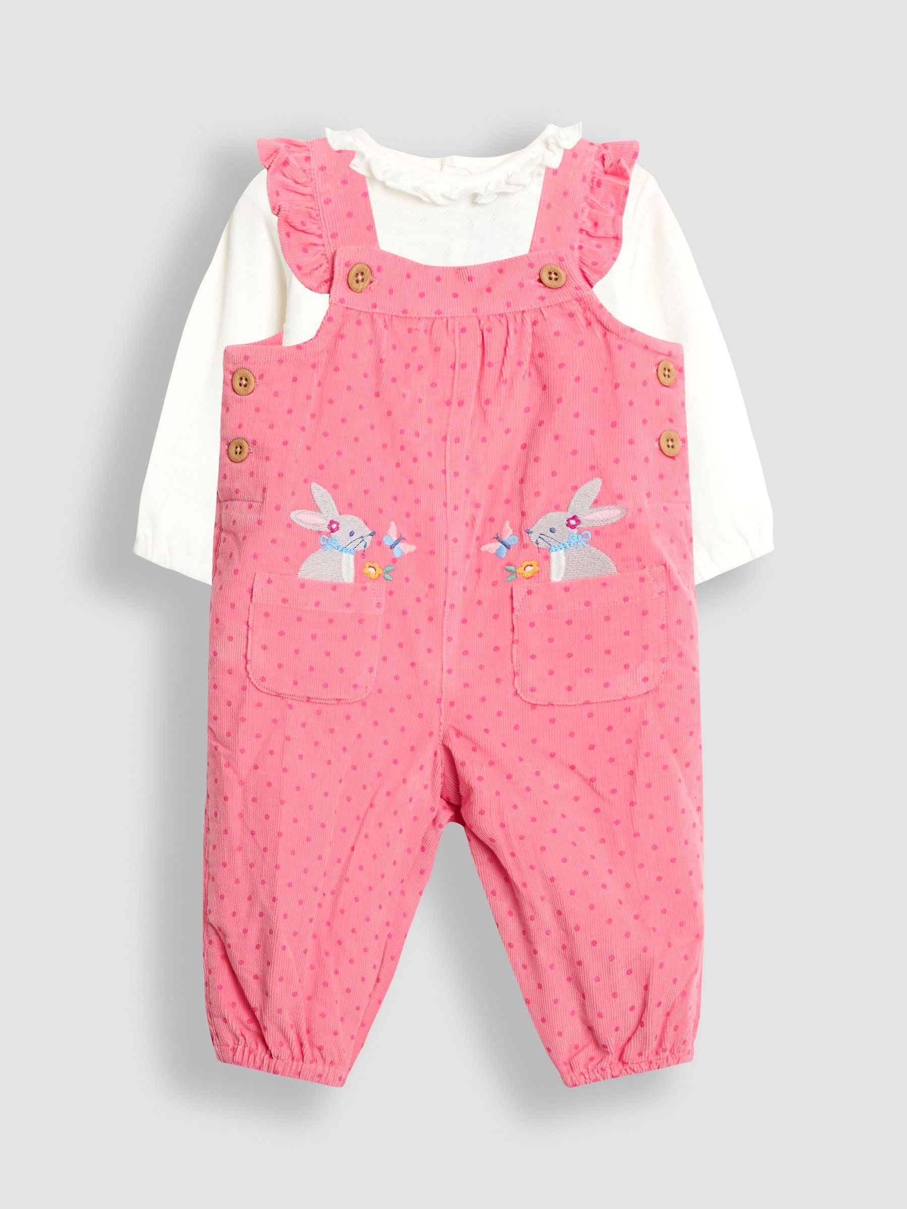 Pink Appliqué Cord Dungarees & Top Set (H16253) | £32 - £34