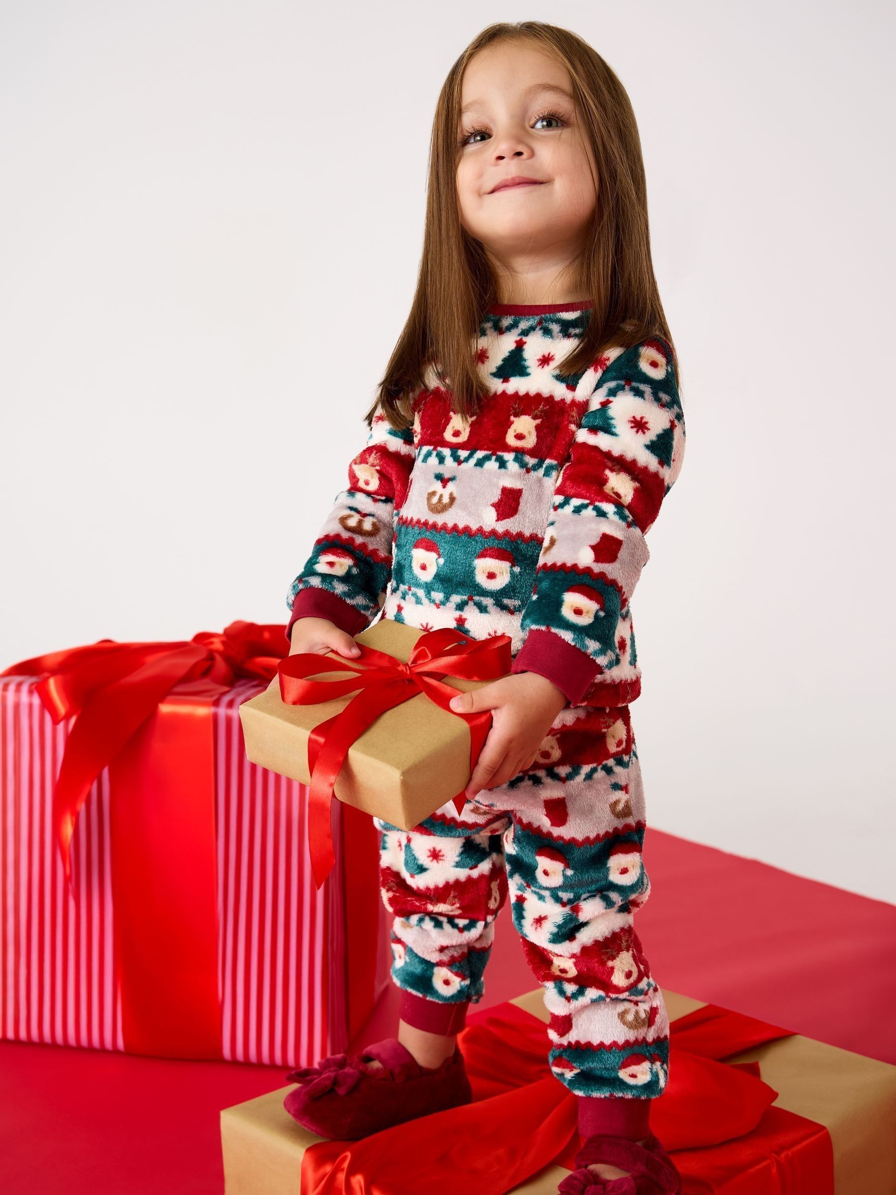 Red Christmas Reindeer Character Cosy Jersey Pyjamas (H16256) | £23