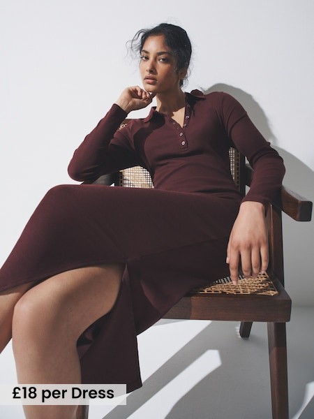 2 Pack Collared Rib Maxi Dress (H16478) | £36