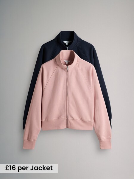 Pink/Blue 2 Pack Zip Cropped Funnel Neck Jackets (H16482) | £32