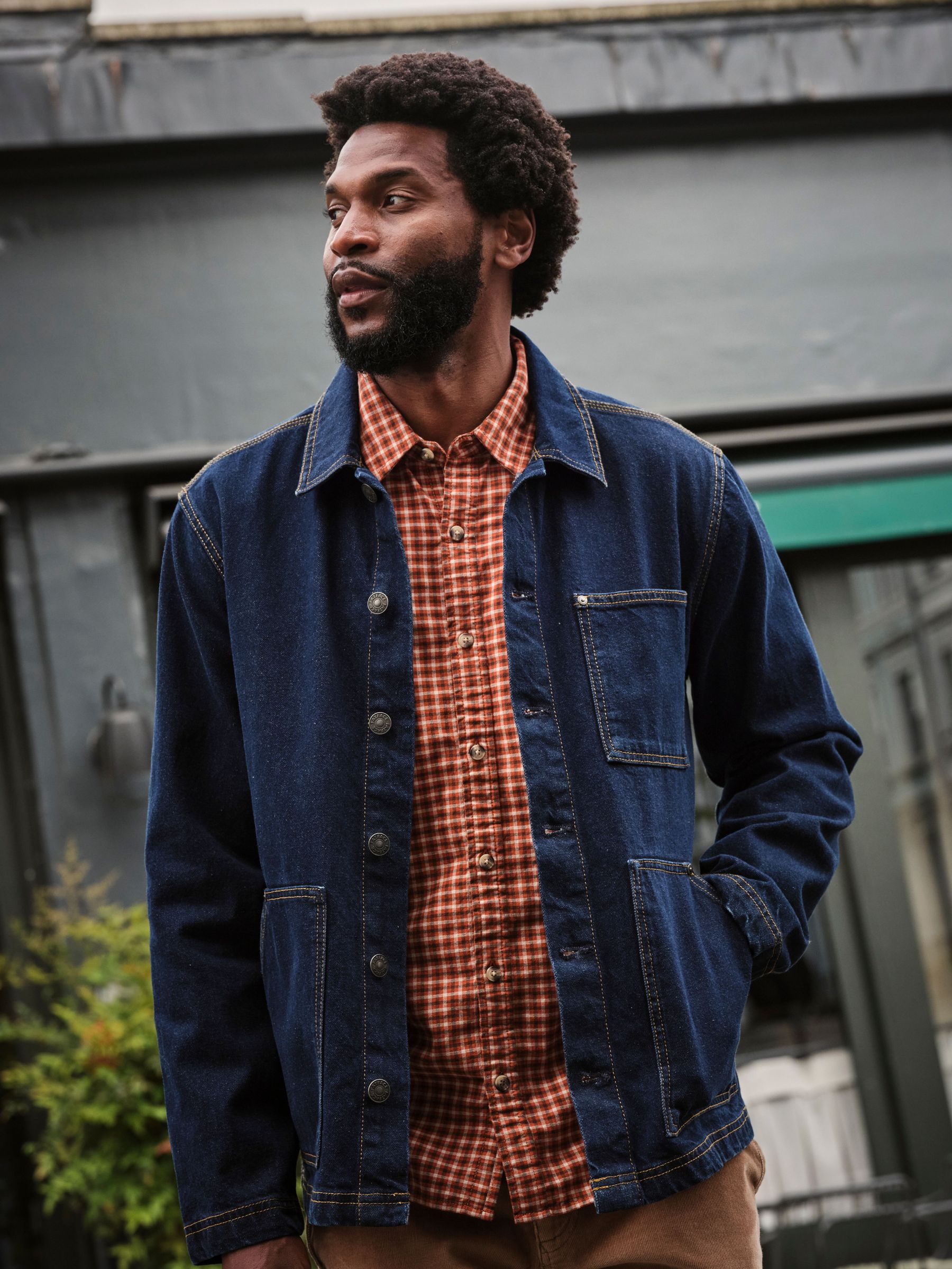 Dark Vintage Blue Dark Wash Denim Worker Jacket (H16756) | £75