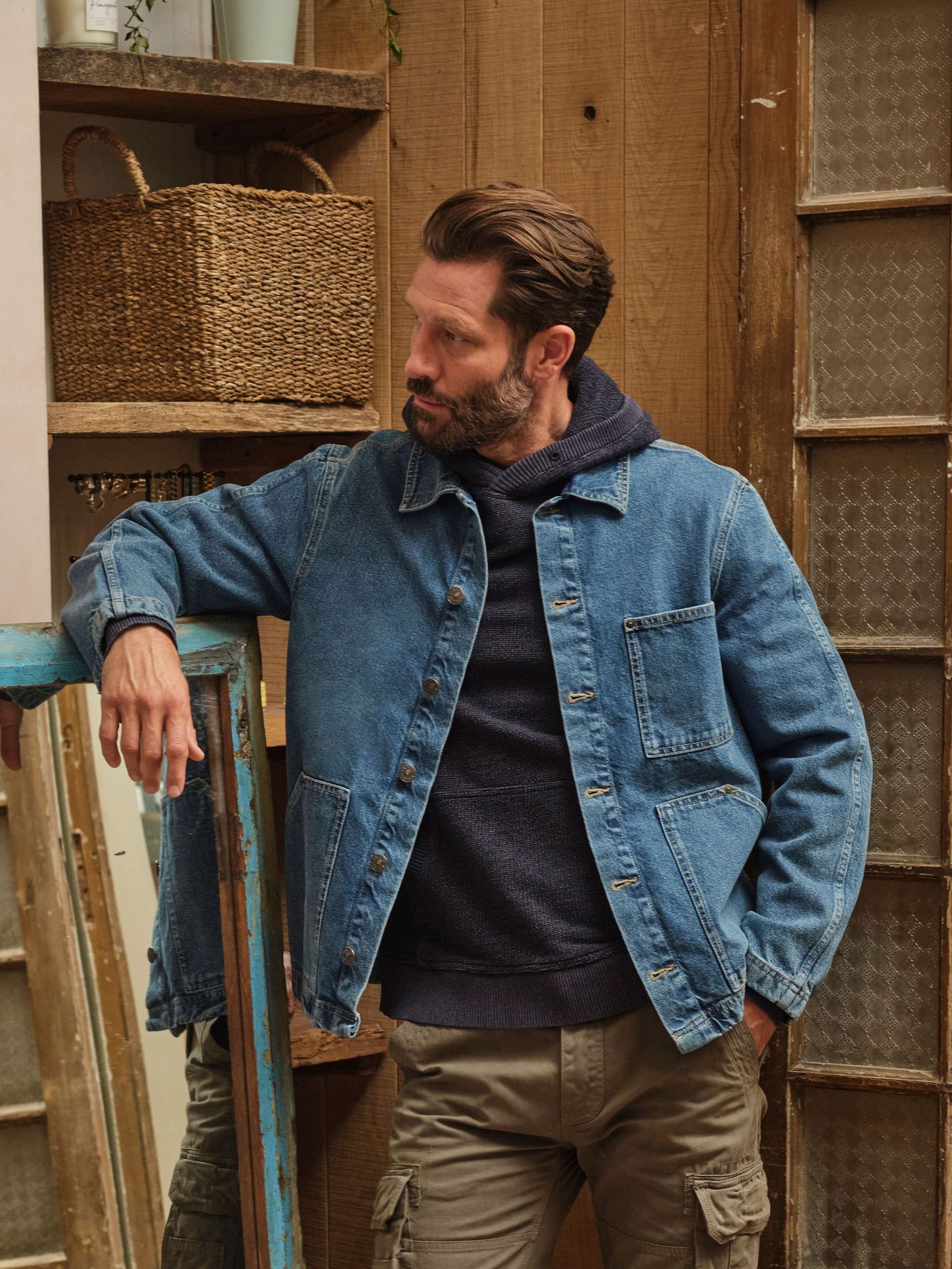 Indigo Blue Dark Wash Denim Worker Jacket (H16757) | £75