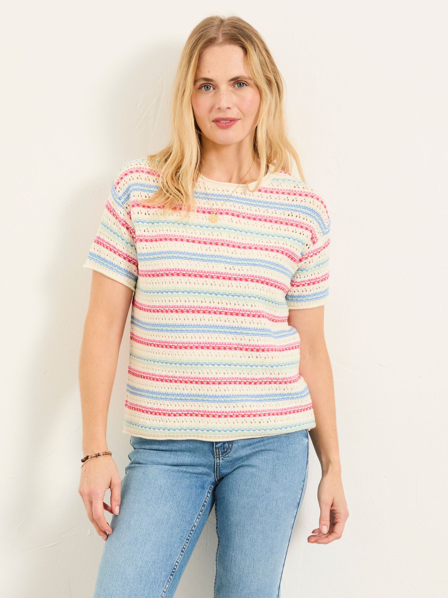 Flora Ivory Stripe Knitted Top (H17008) | £45