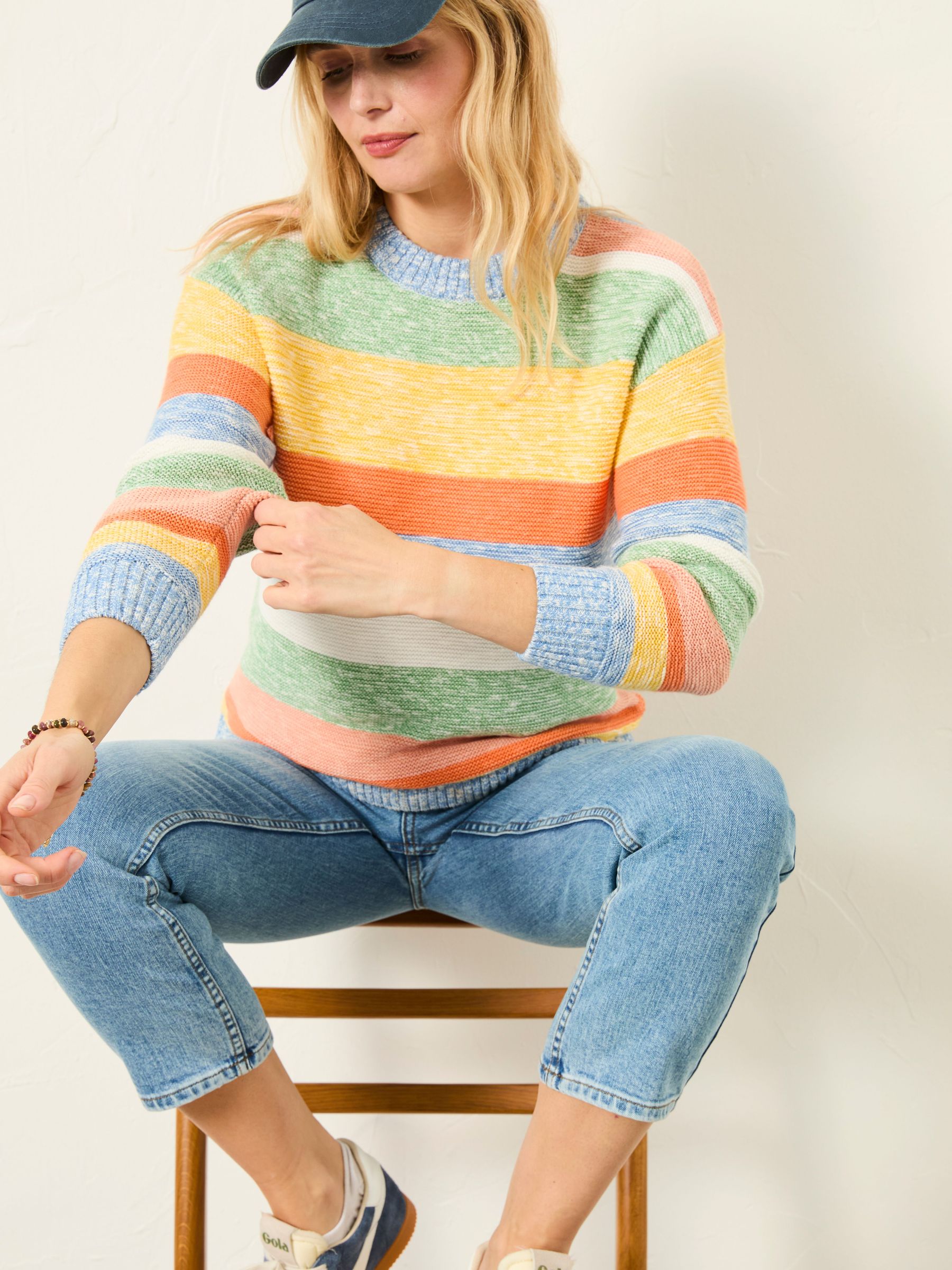 Blue Knitted Surf Stripe Crew Jumper (H17025) | £56