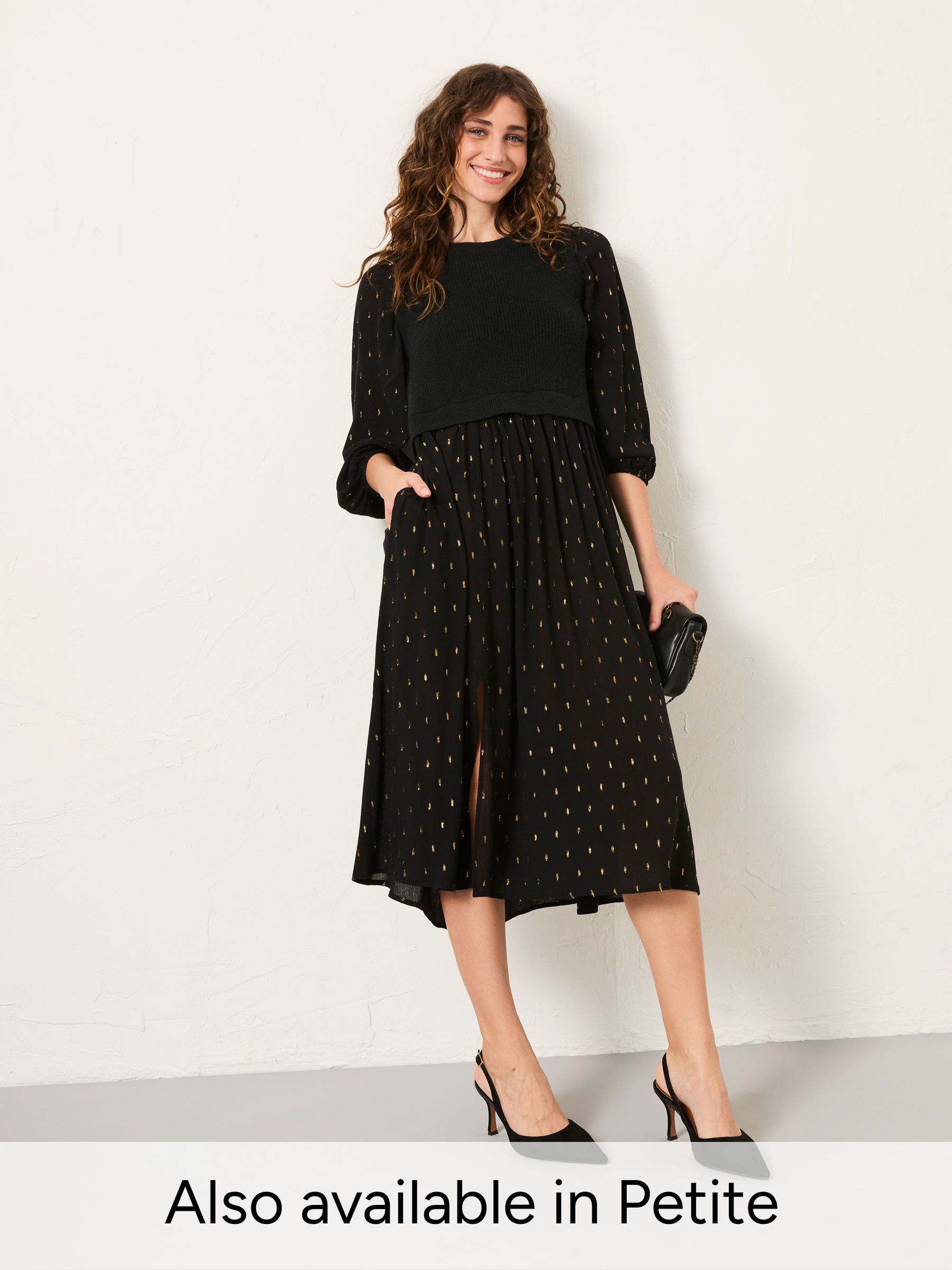 Laura Black Regular 2 in 1 Metallic Dress (H17058) | £72
