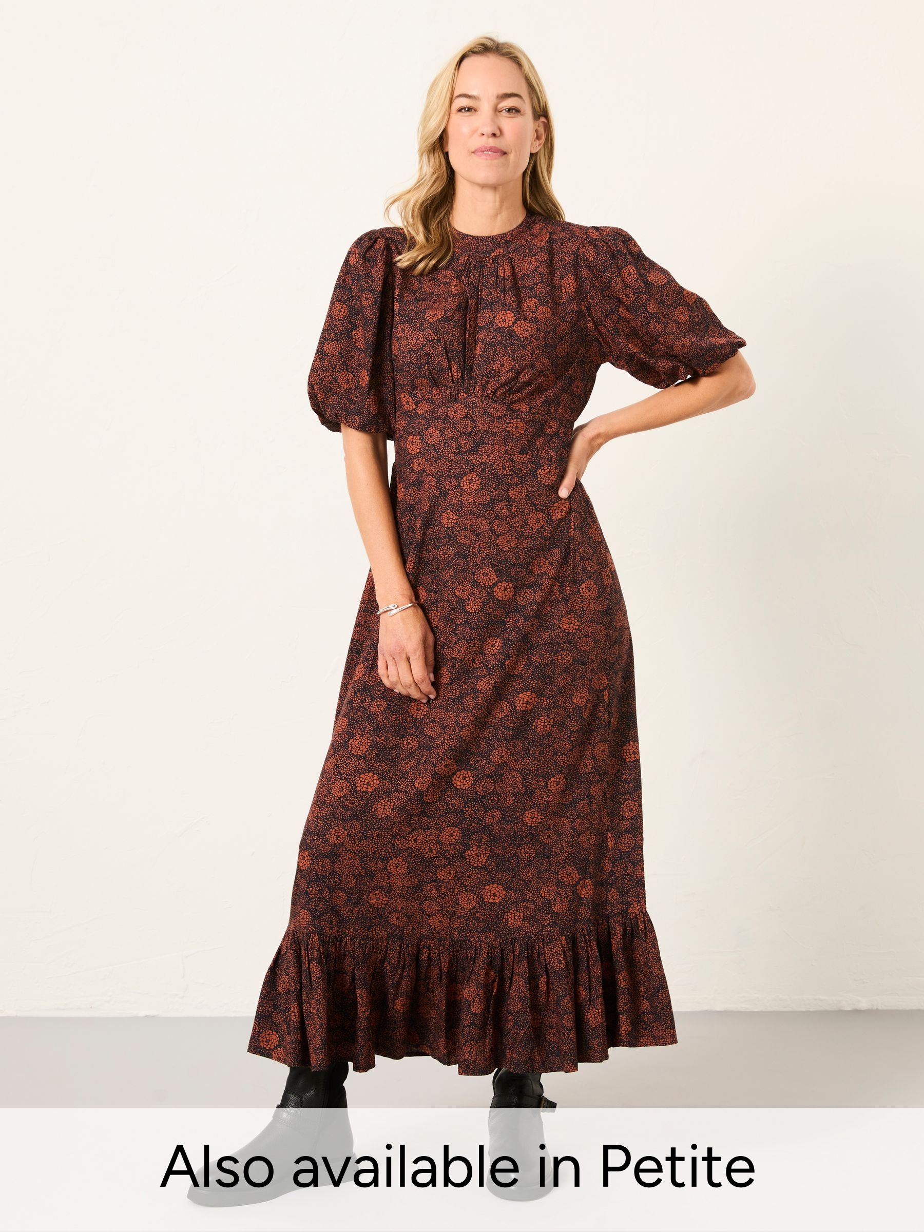 Mila Black Circle Floral Regular Midi Dress (H17072) | £79