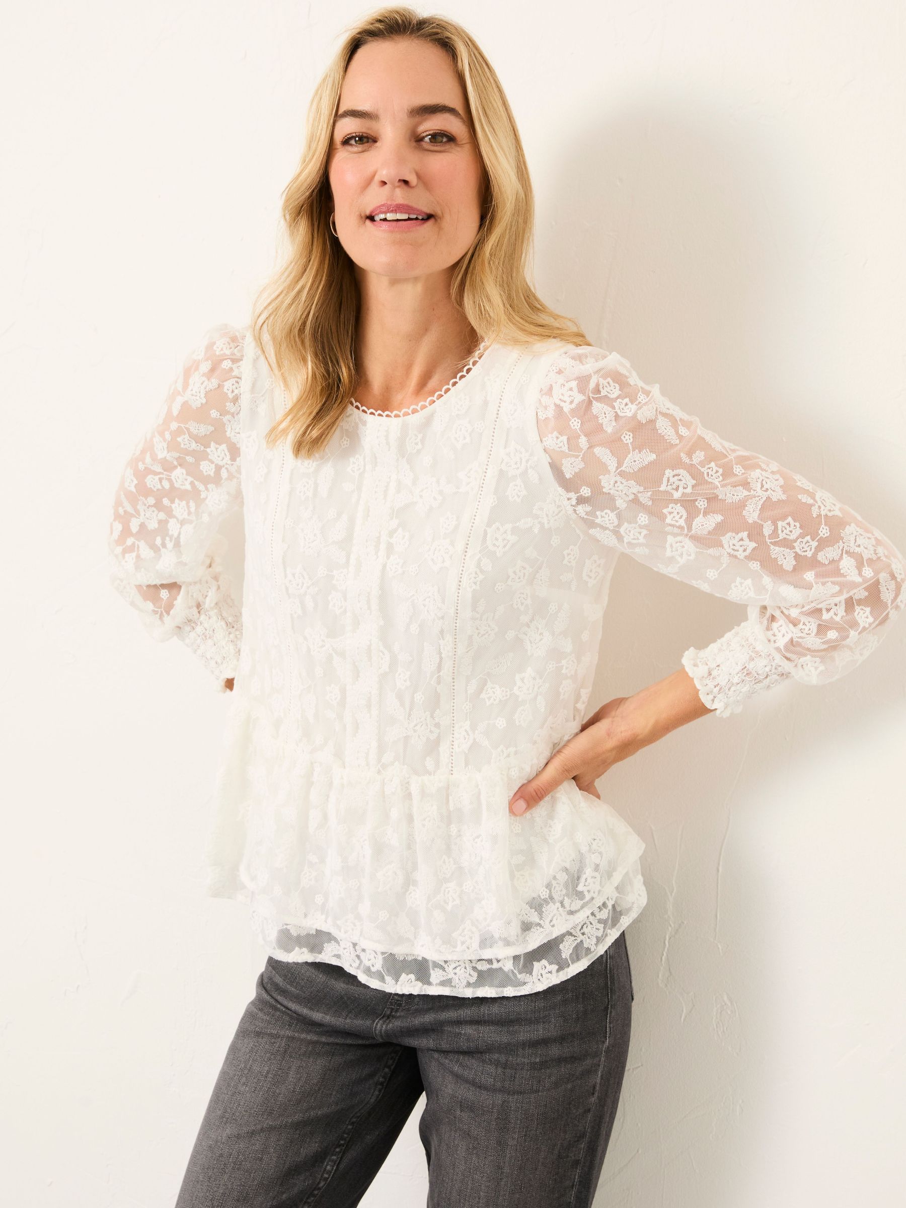 Marianne Ivory Lace Top (H17079) | £59