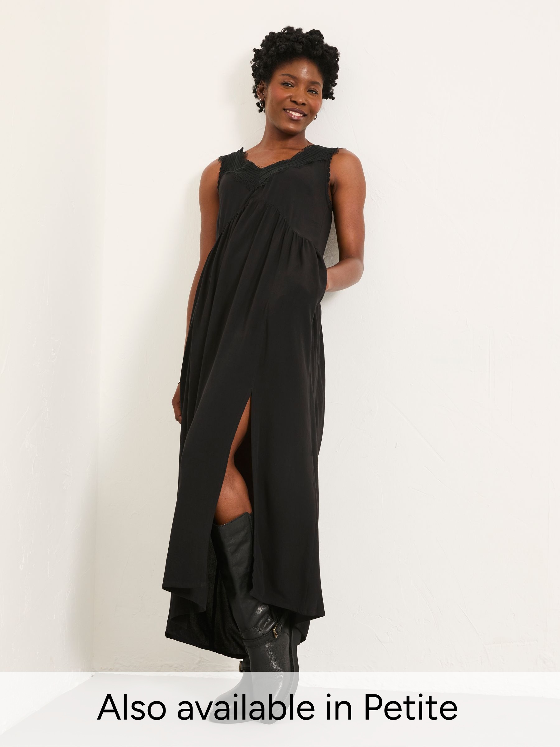 Aileen Black Regular Slip Midi Dress (H17082) | £65