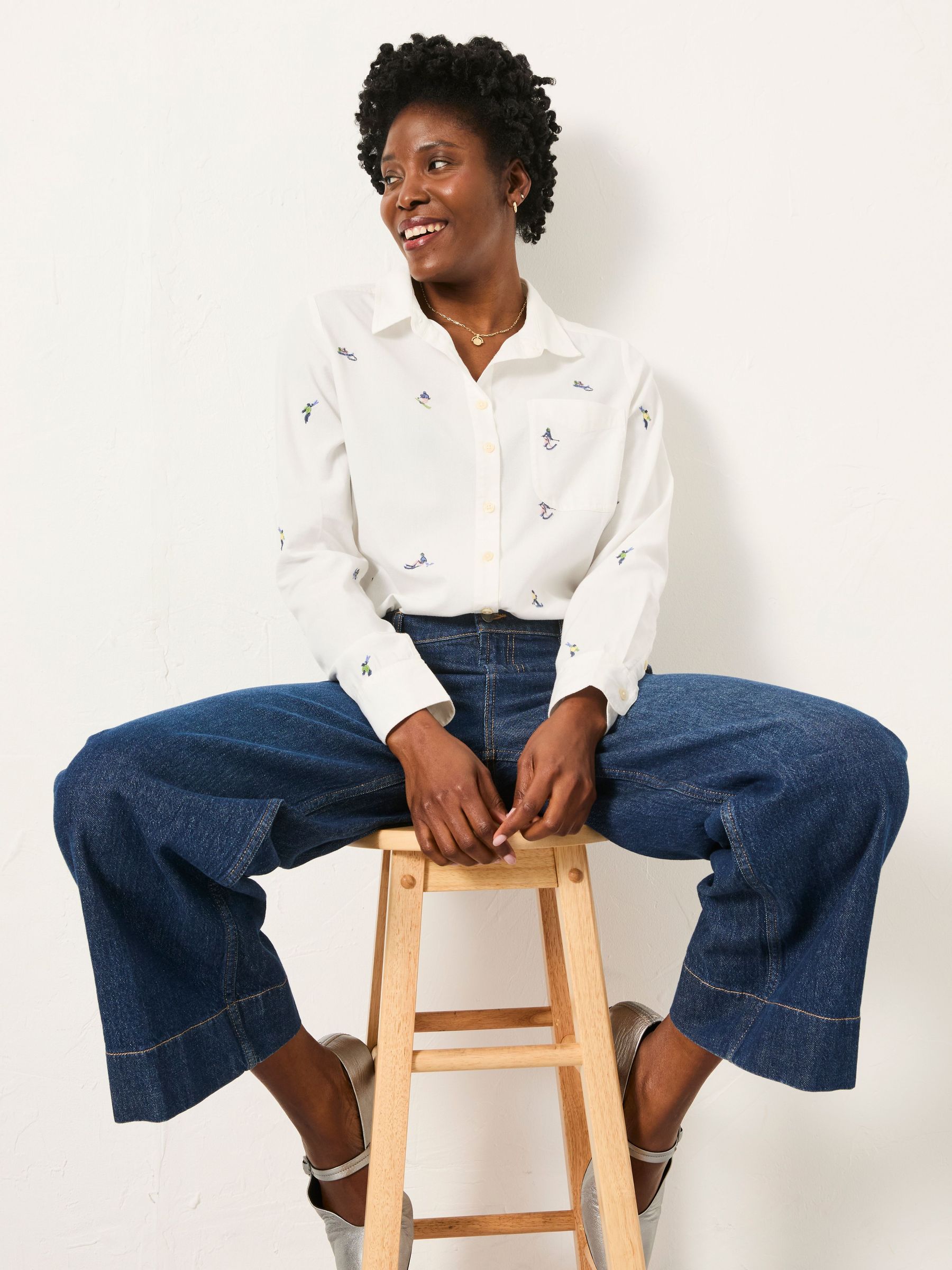 Olivia Ivory Embroidered Skiers Shirt (H17091) | £49.50