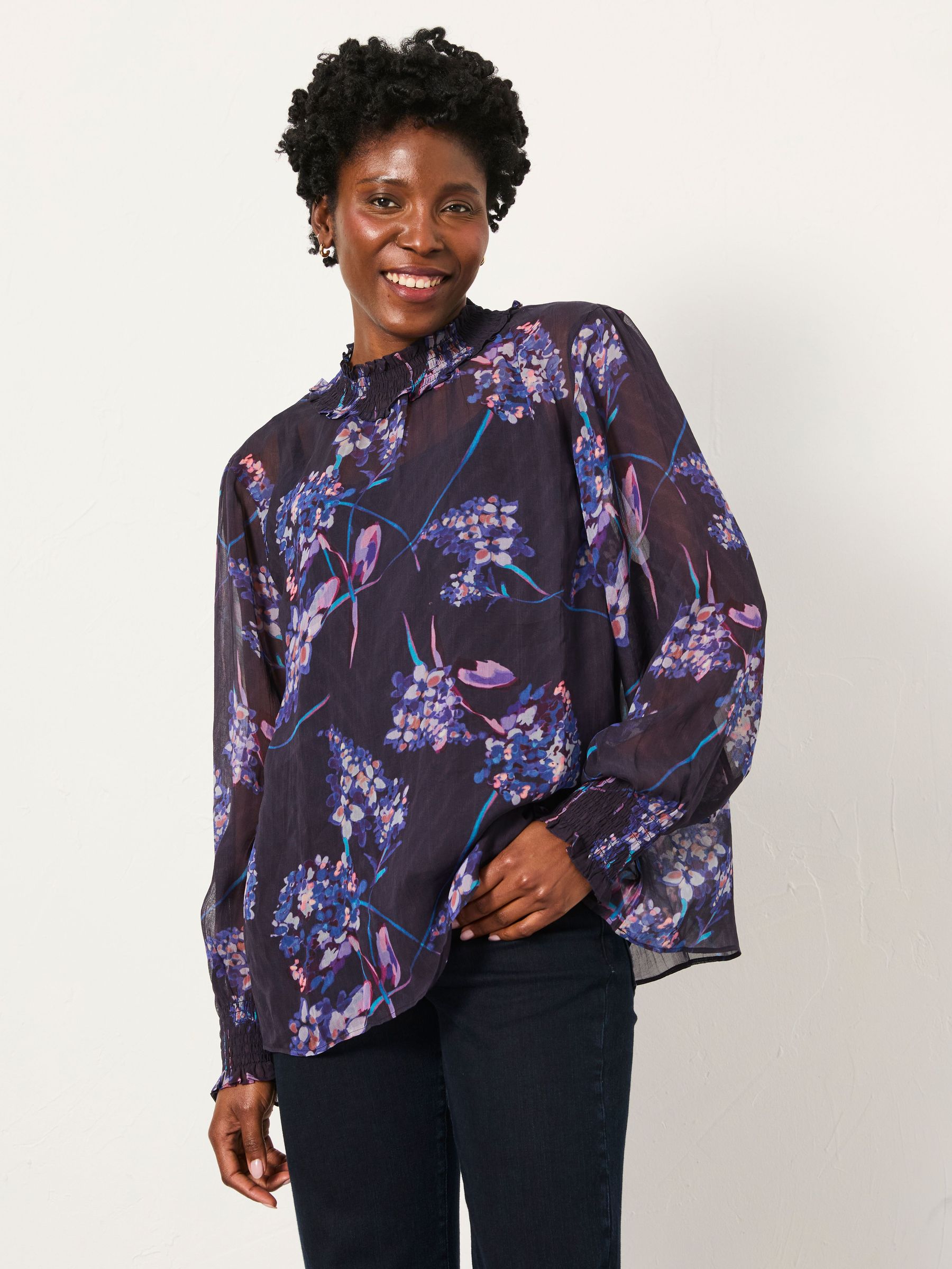 Jaclyn Dark Purple Heritage Floral Blouse (H17099) | £52