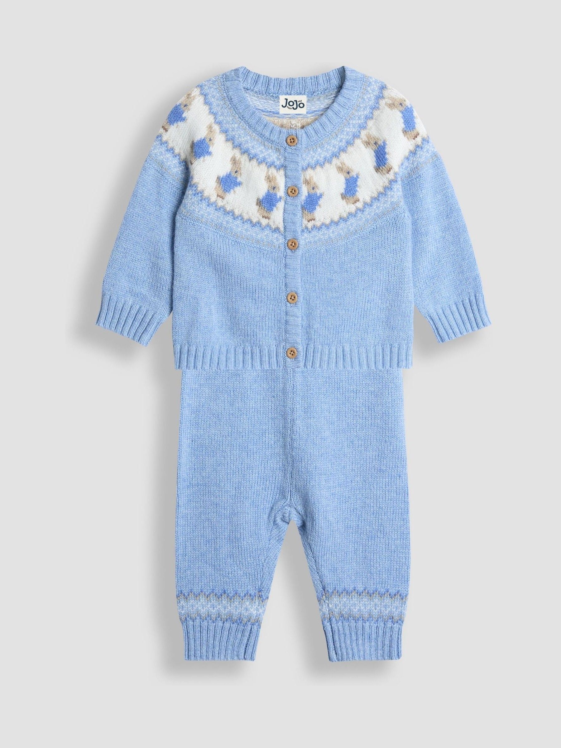 Blue Fairisle Knit Cardigan & Bottom Set (H17168) | £38 - £40