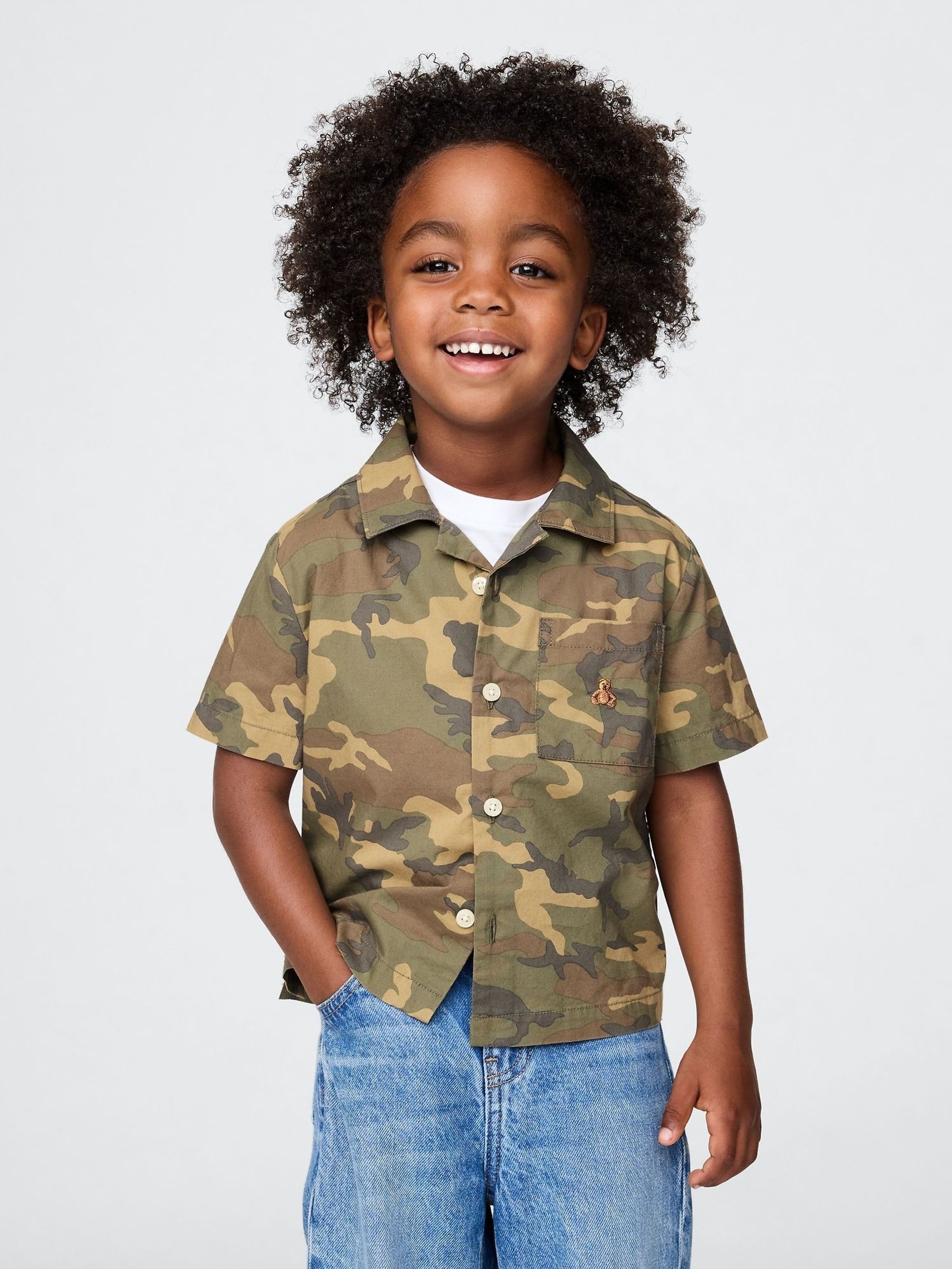 Green Camo Brannan Bear Cabana Short Sleeve Shirt (6mths-5yrs) (H17273) | £18