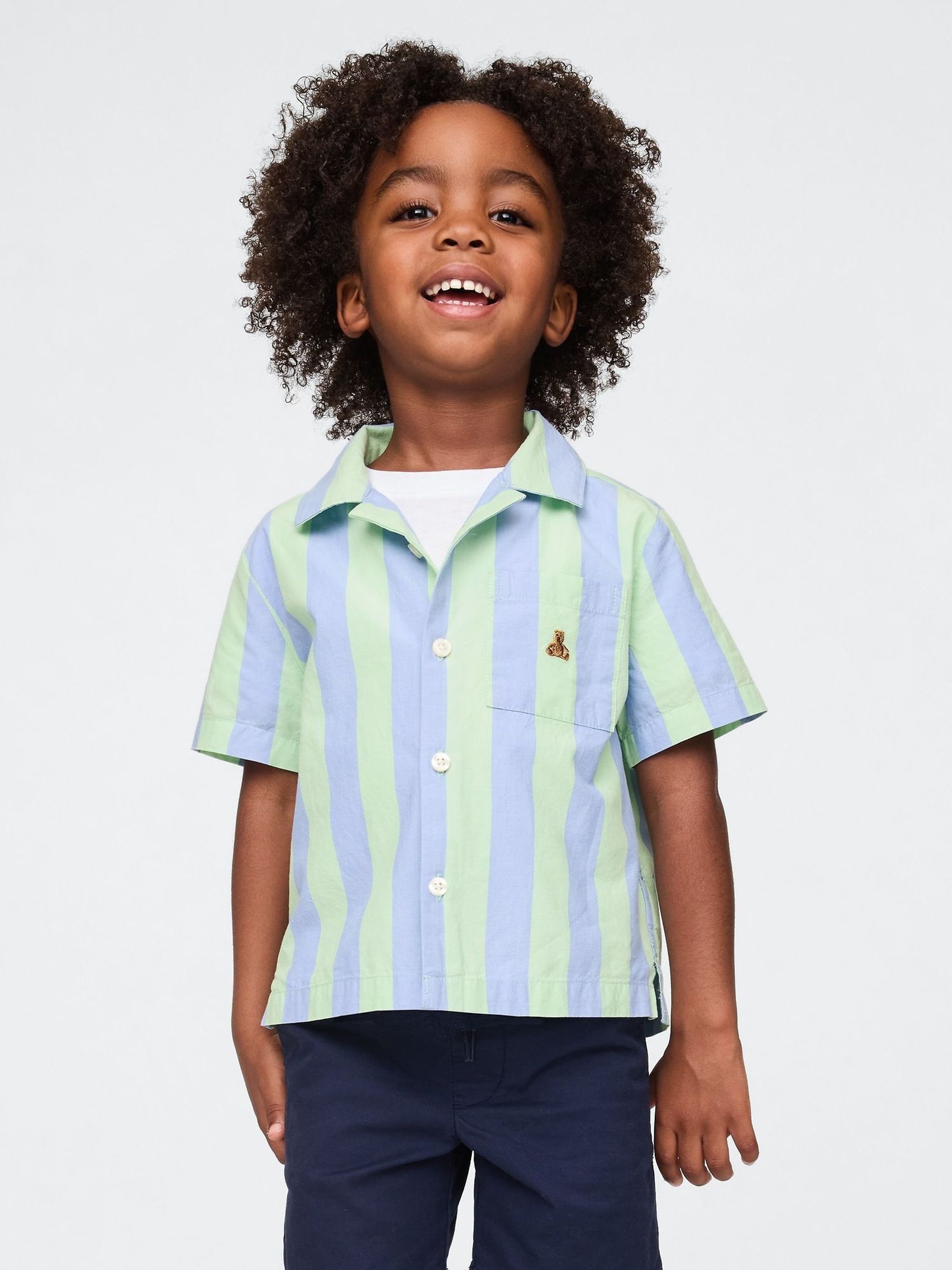 Blue Stripe Organic Cotton Cabana Shirt (6mths-5yrs) (H17284) | £18