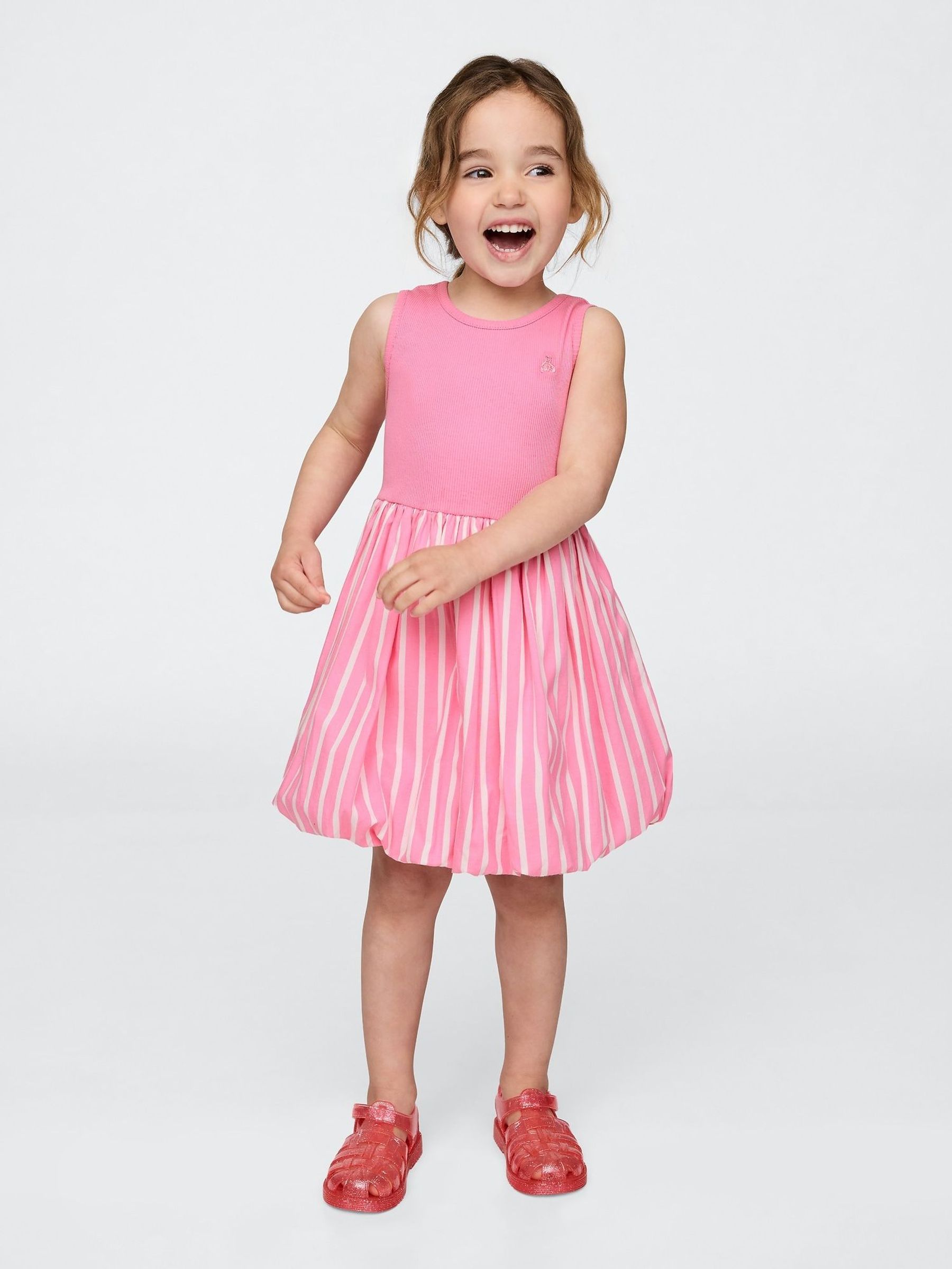 Pink Round Neck Bubble Dress (6mths-5yrs) (H17377) | £25