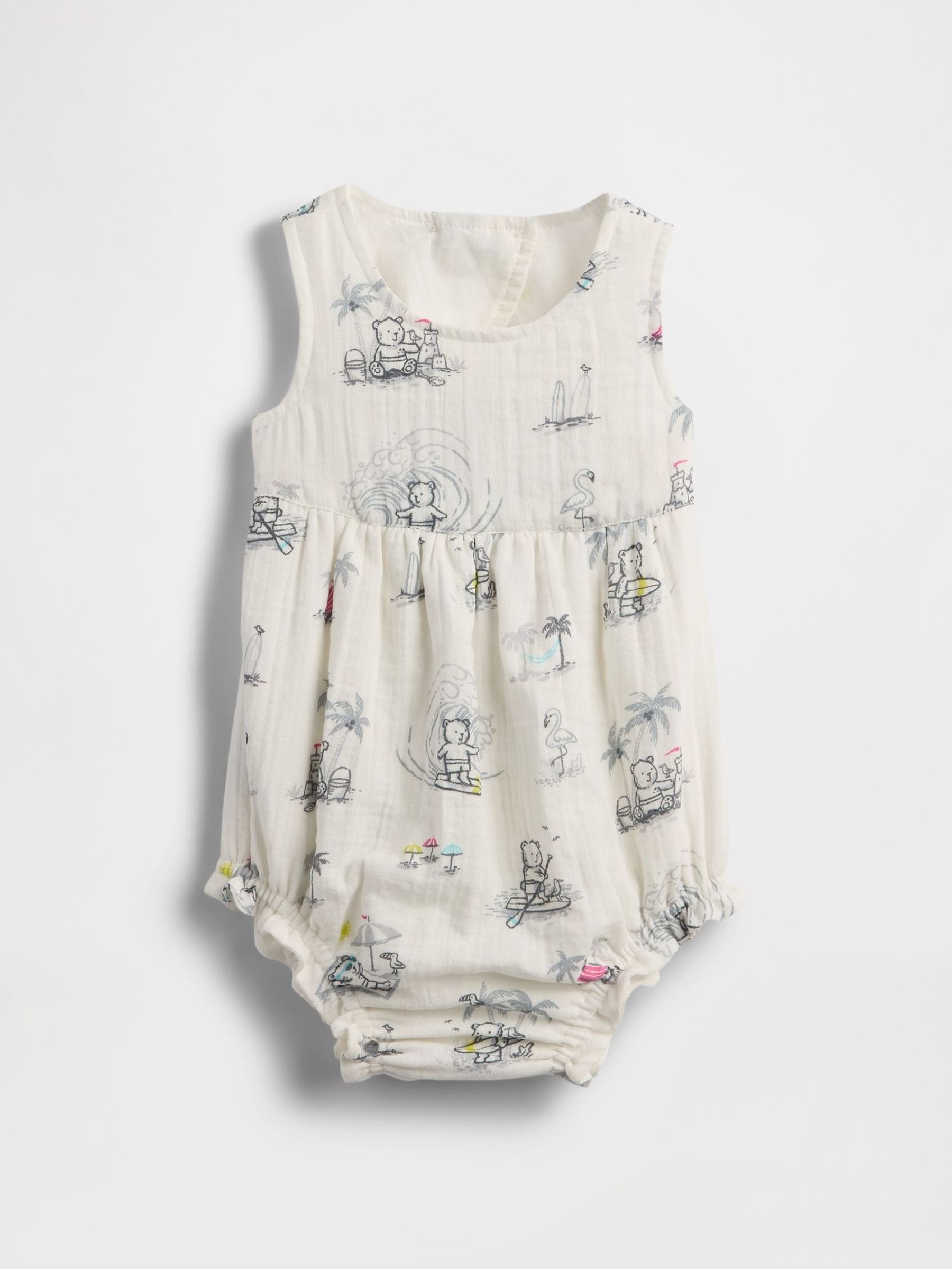 White Crinkle Gauze Bubble Shorty One-Piece (Newborn-24mths) (H17557) | £22