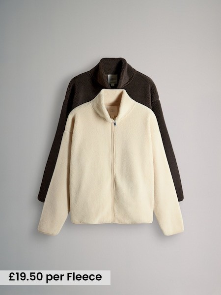 2 Pack Zip Through Borg Fleeces (H17560) | £39