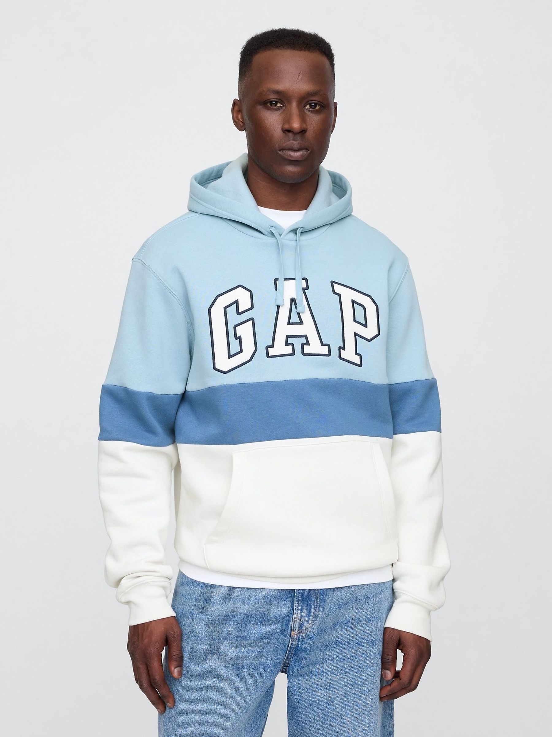Blue Relaxed  Logo Colourblock Hoodie (H17750) | £35