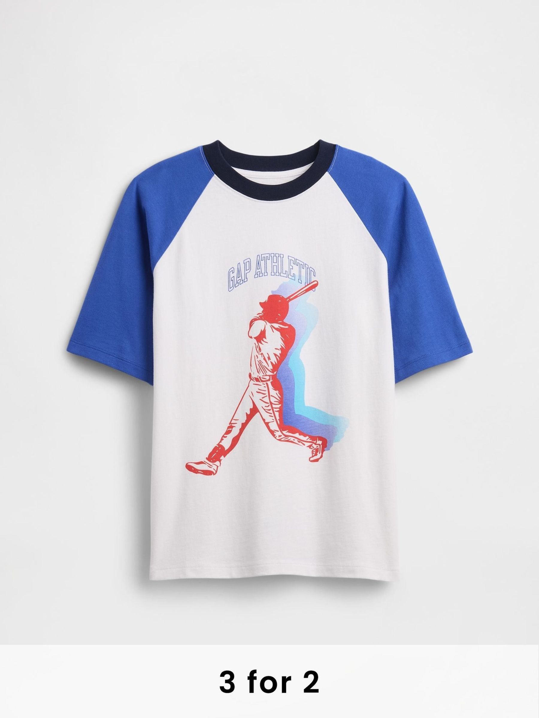 White/Blue Varsity Crew Neck Short Sleeve T-Shirt (4-13yrs) (H17781) | £14