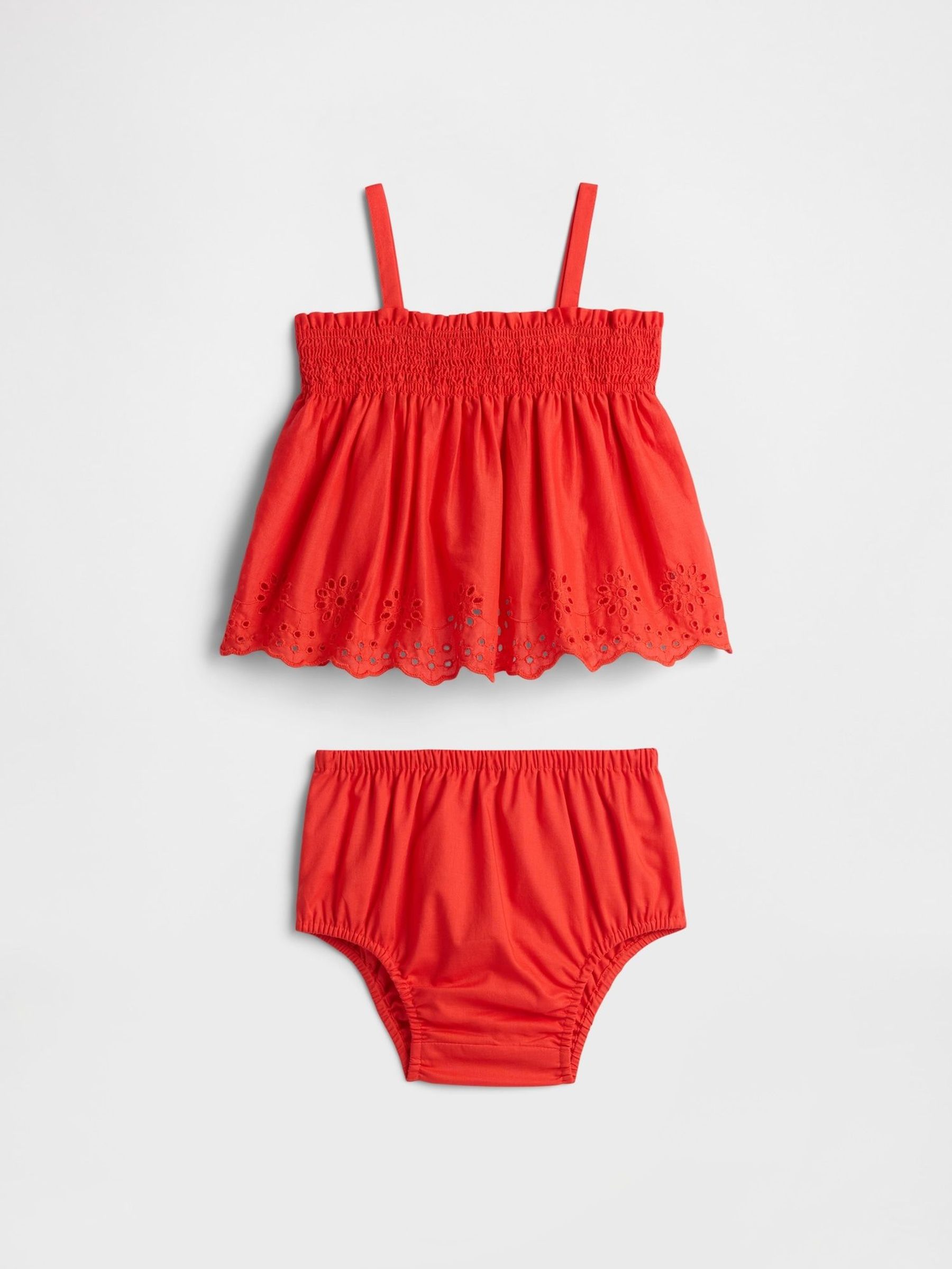 Red Smocked Ruffle Baby Midi Dress Set (Newborn-24mths) (H17866) | £25