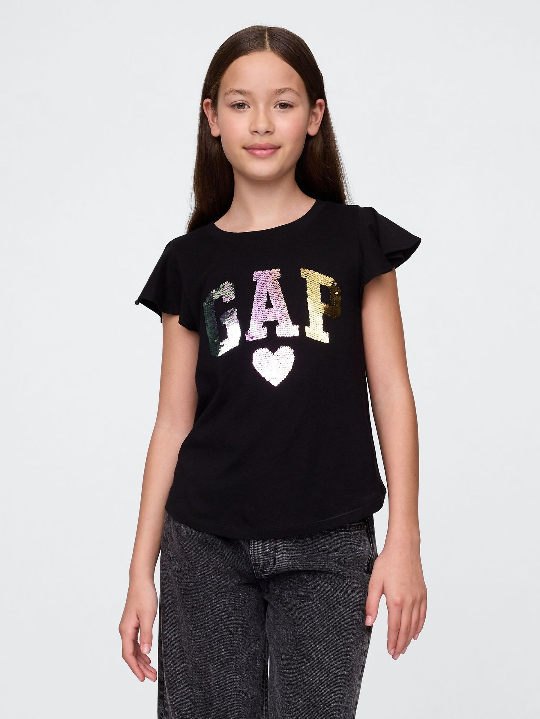 Black Logo Flippy-Sequin Graphic T-Shirt (4-13yrs) (H17901) | £14