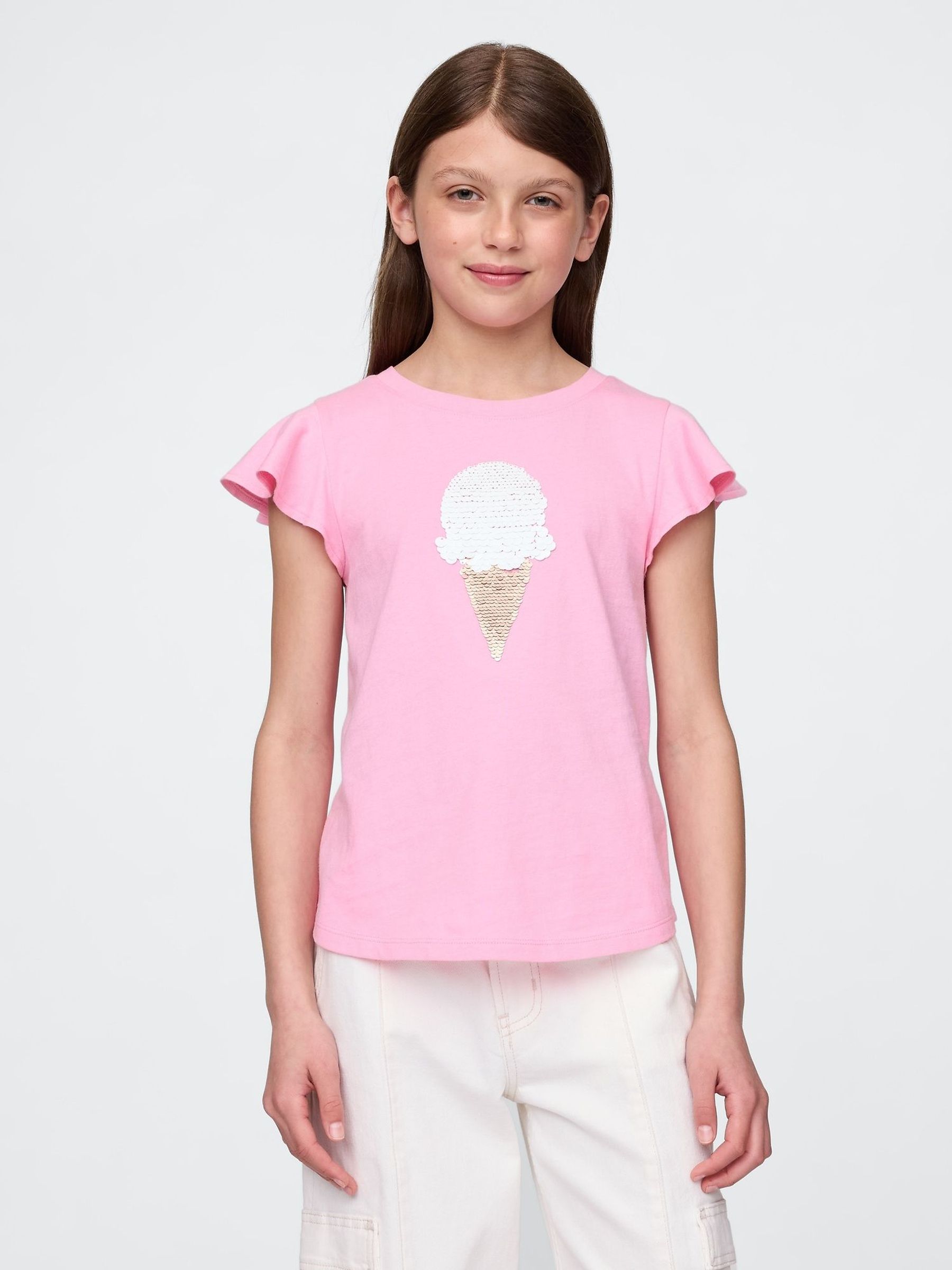 Pink Ice Cream Flippy-Sequin Graphic T-Shirt (4-13yrs) (H17909) | £14