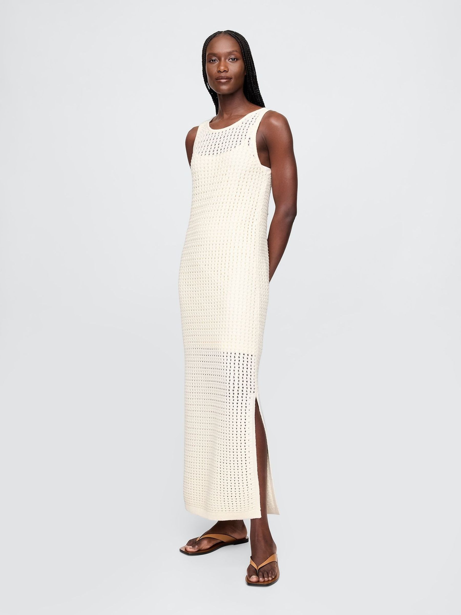 White Crochet Maxi Dress (H18064) | £75