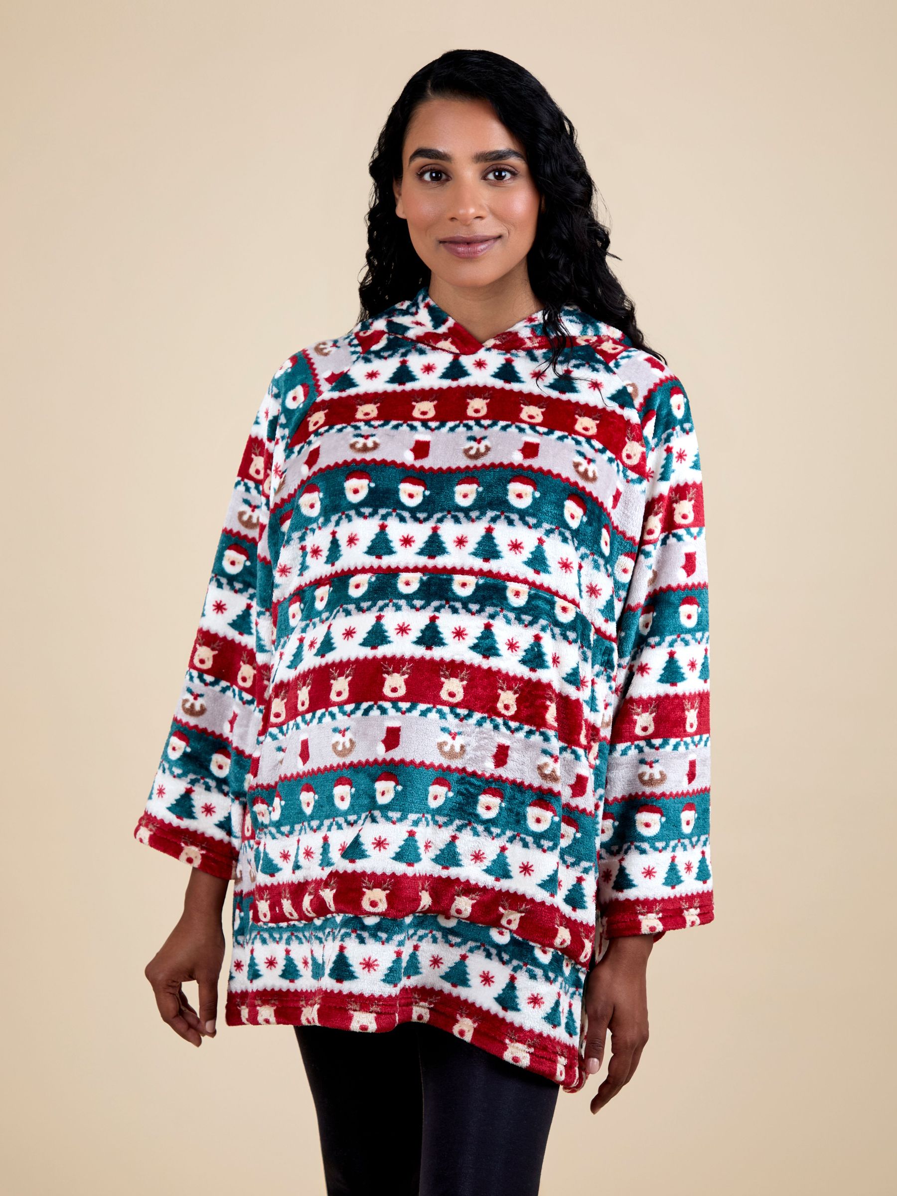 Multi Christmas Fair Isle Blanket Hoodie (H18128) | £42