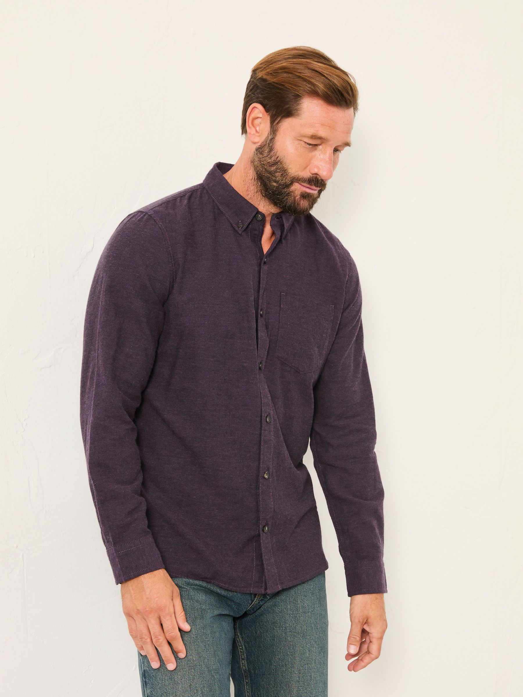 Oxlow Purple Long Sleeve Plain Shirt (H18145) | £49.50