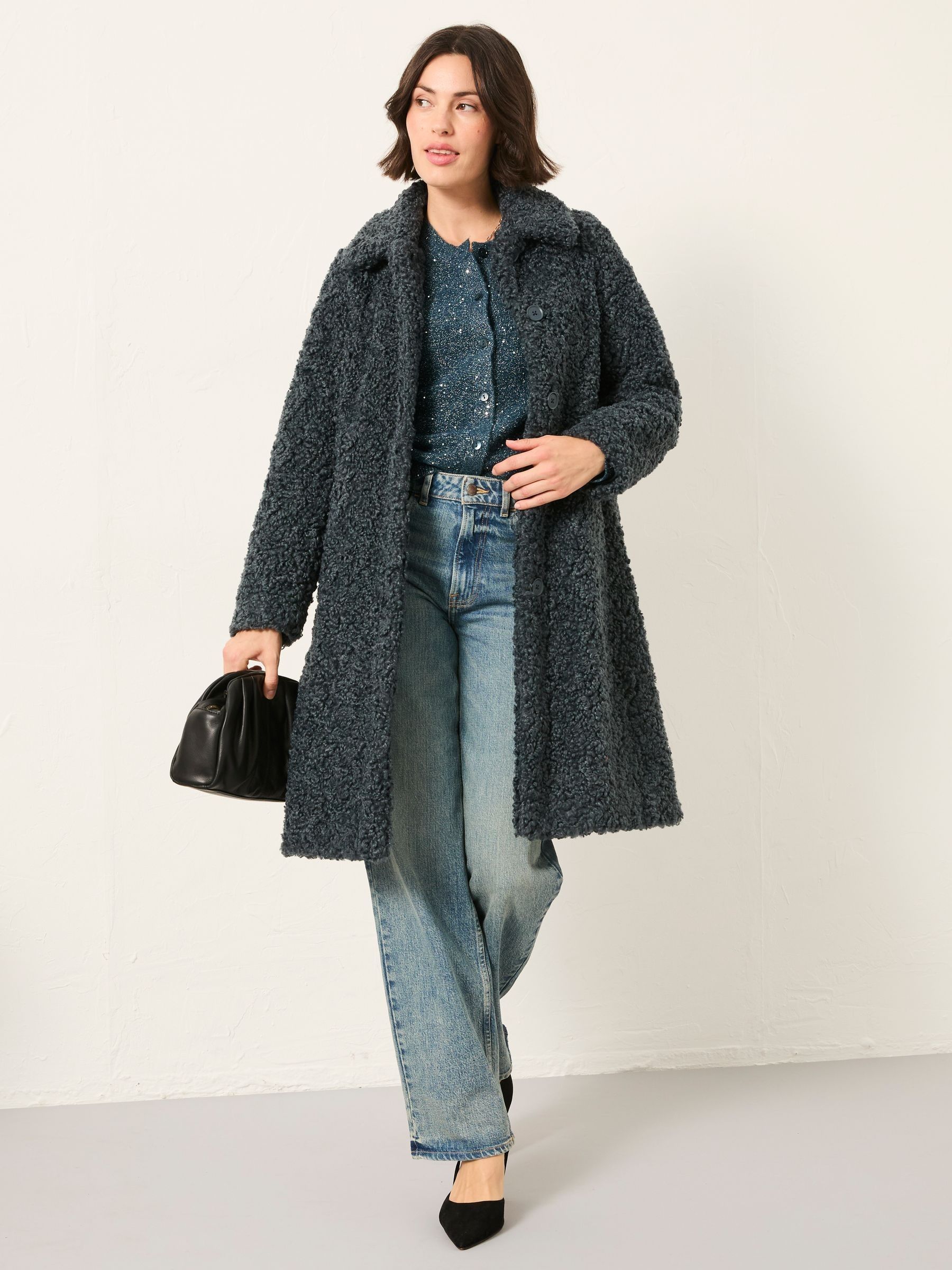 Bianca Grey Longline Teddy Coat (H18635) | £120