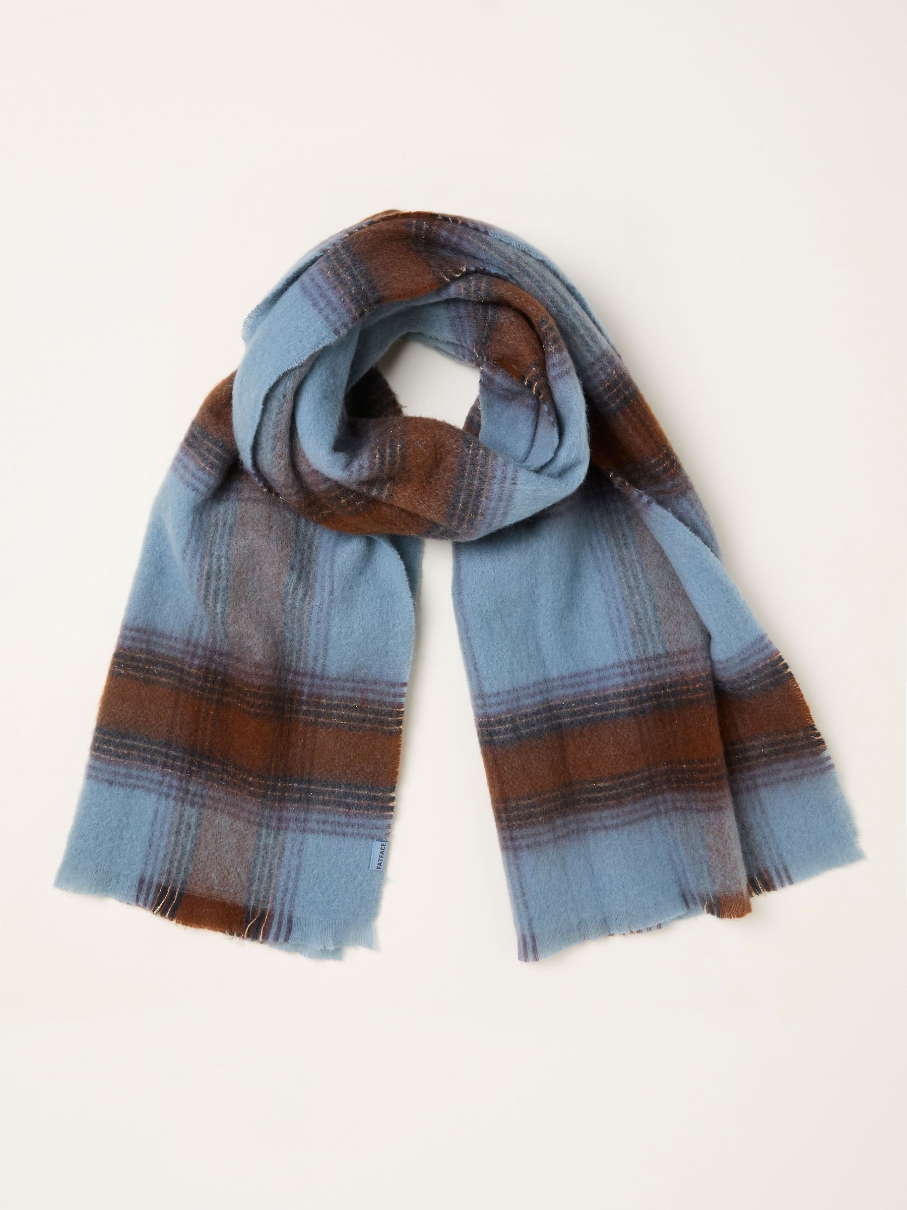 Zoe Blue Check Scarf (H18873) | £35