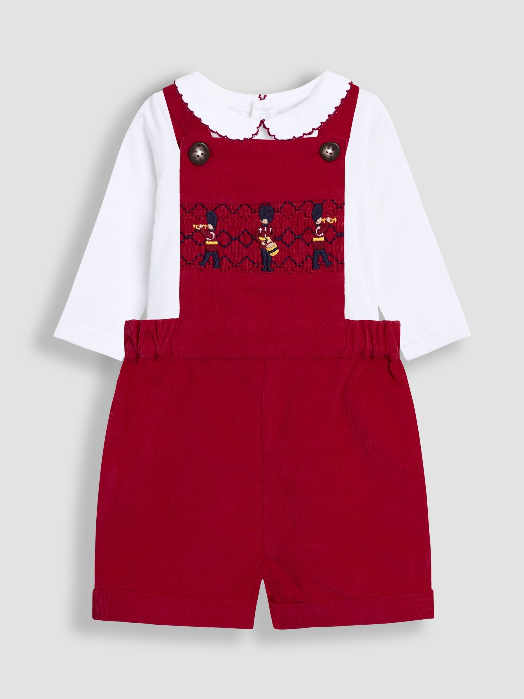 Red 2-Piece Smocked Dungarees & Bodysuit Set (H19144) | £36 - £38