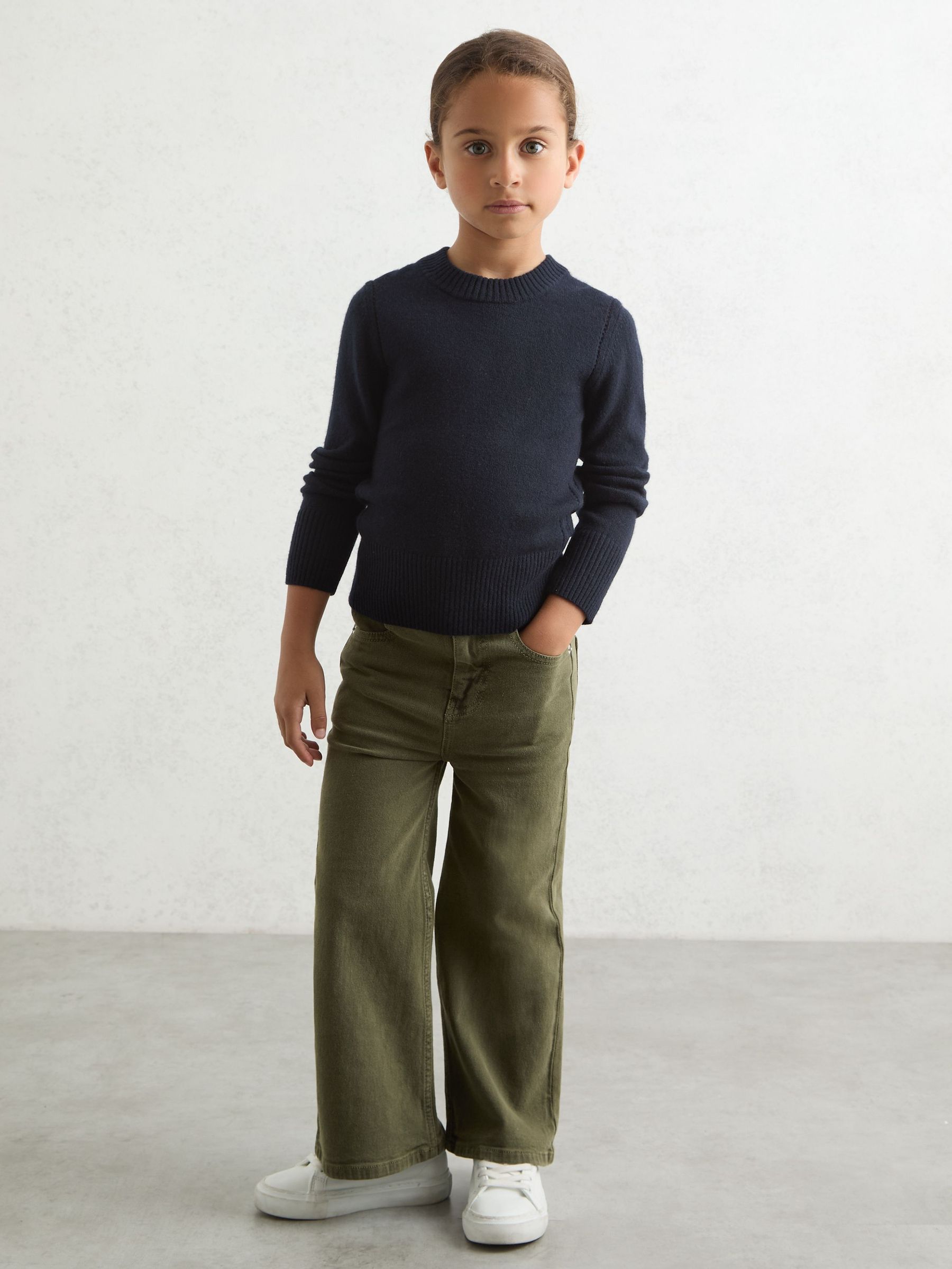 3-9 yrs Wool-Blend Open-Stitch Jumper with Cashmere in Navy (H19184) | £38