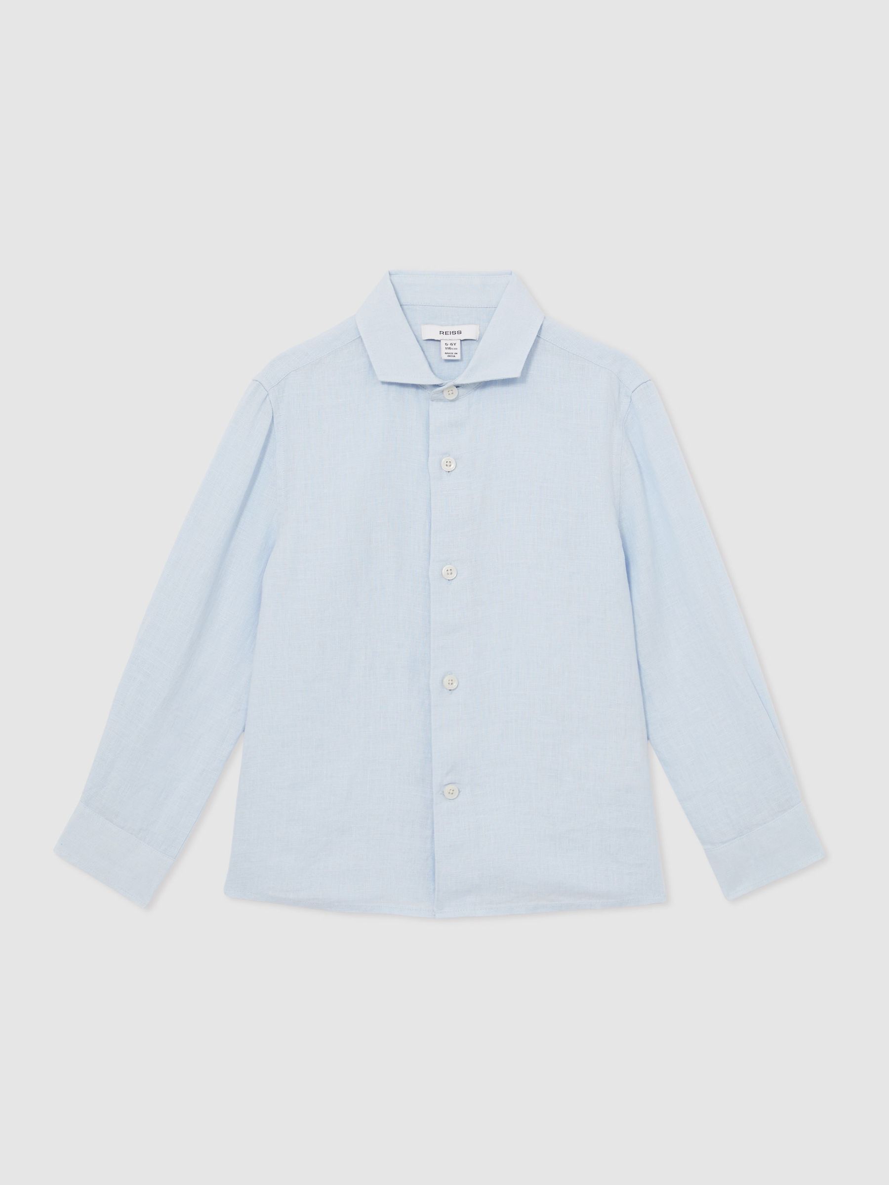 13-14 yrs Linen Long-Sleeve Shirt in Pale Blue (H19625) | £44