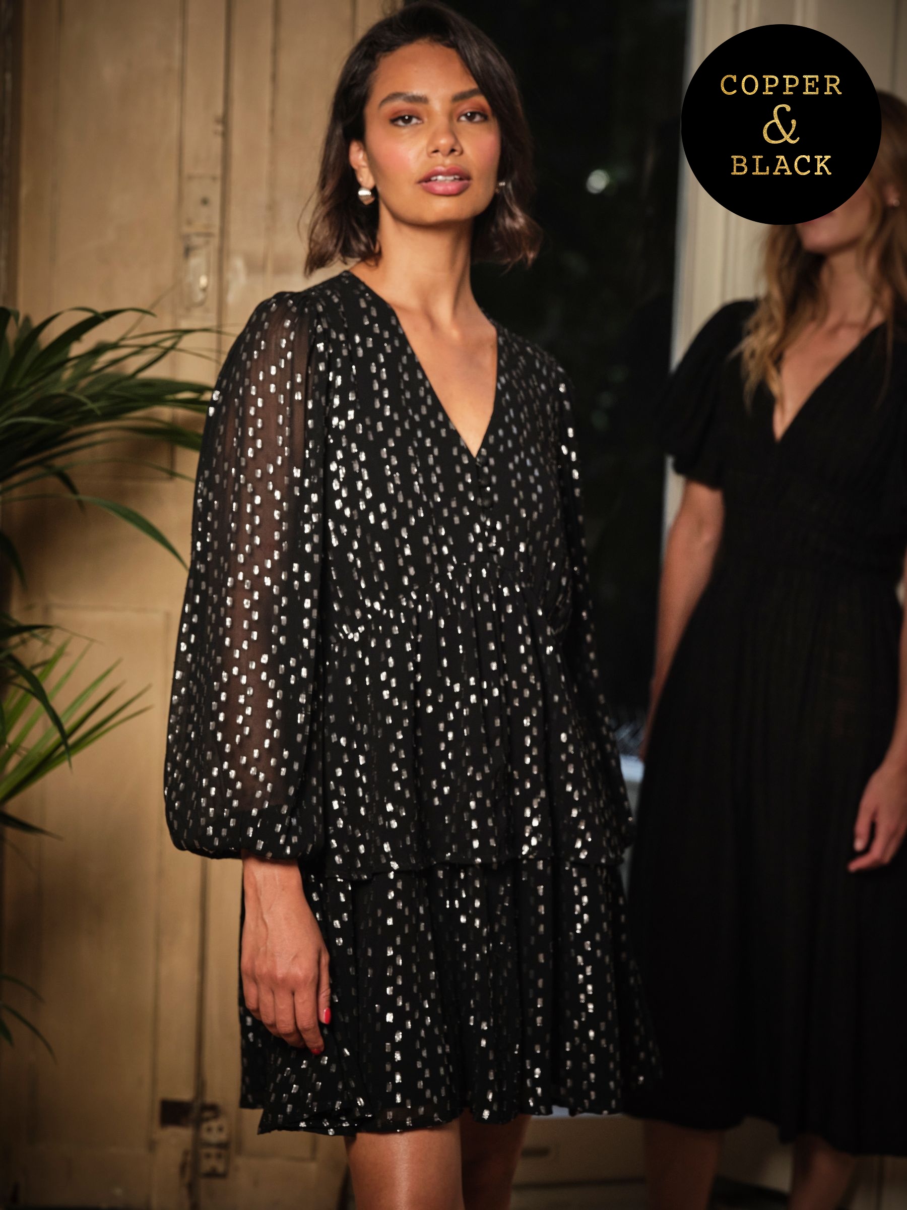 Lenny Black Petite Metallic Dress (H20371) | £79