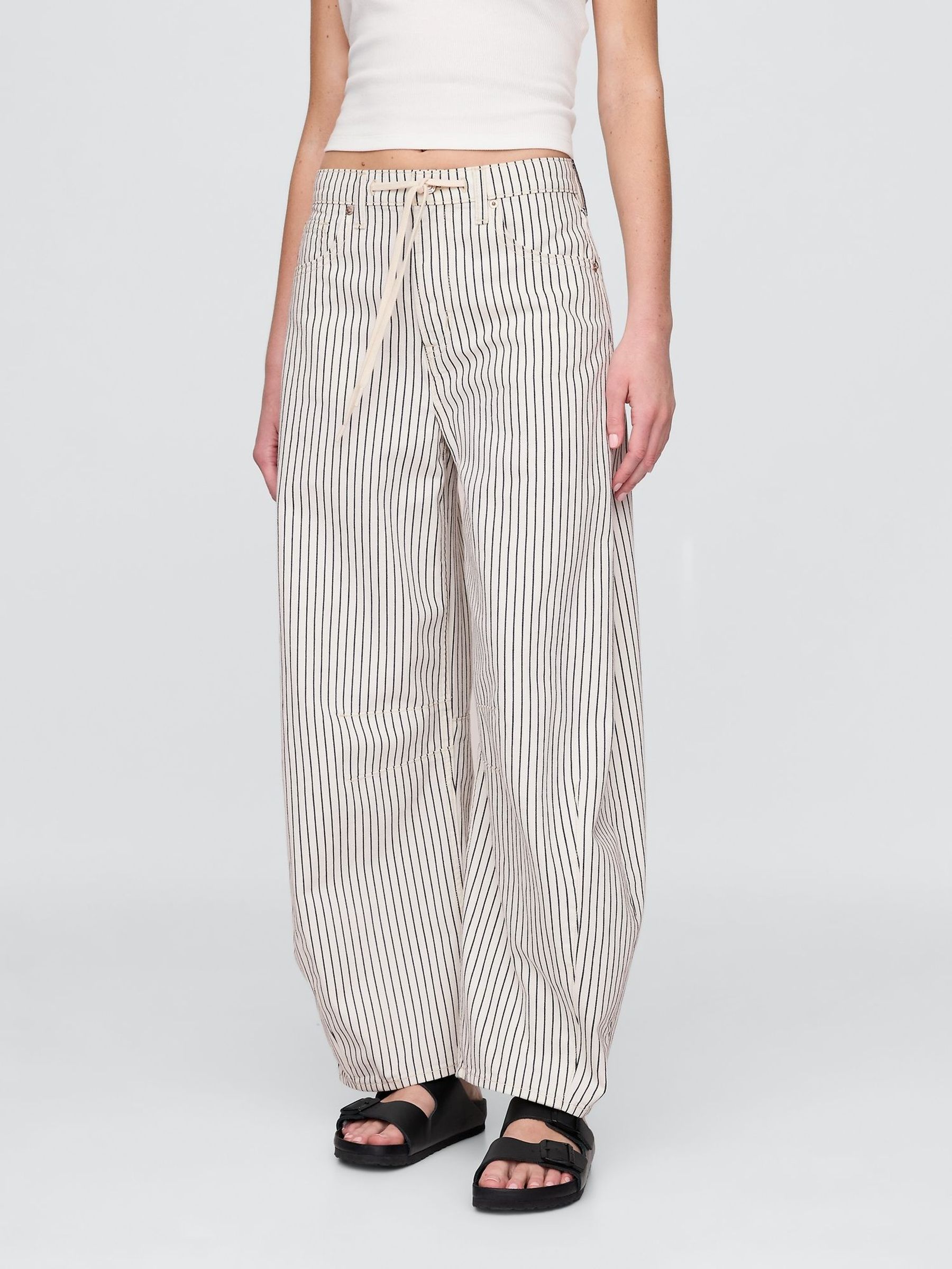 Black/White Stripe High Rise Denim Stripe Horseshoe Jeans (H20385) | £55