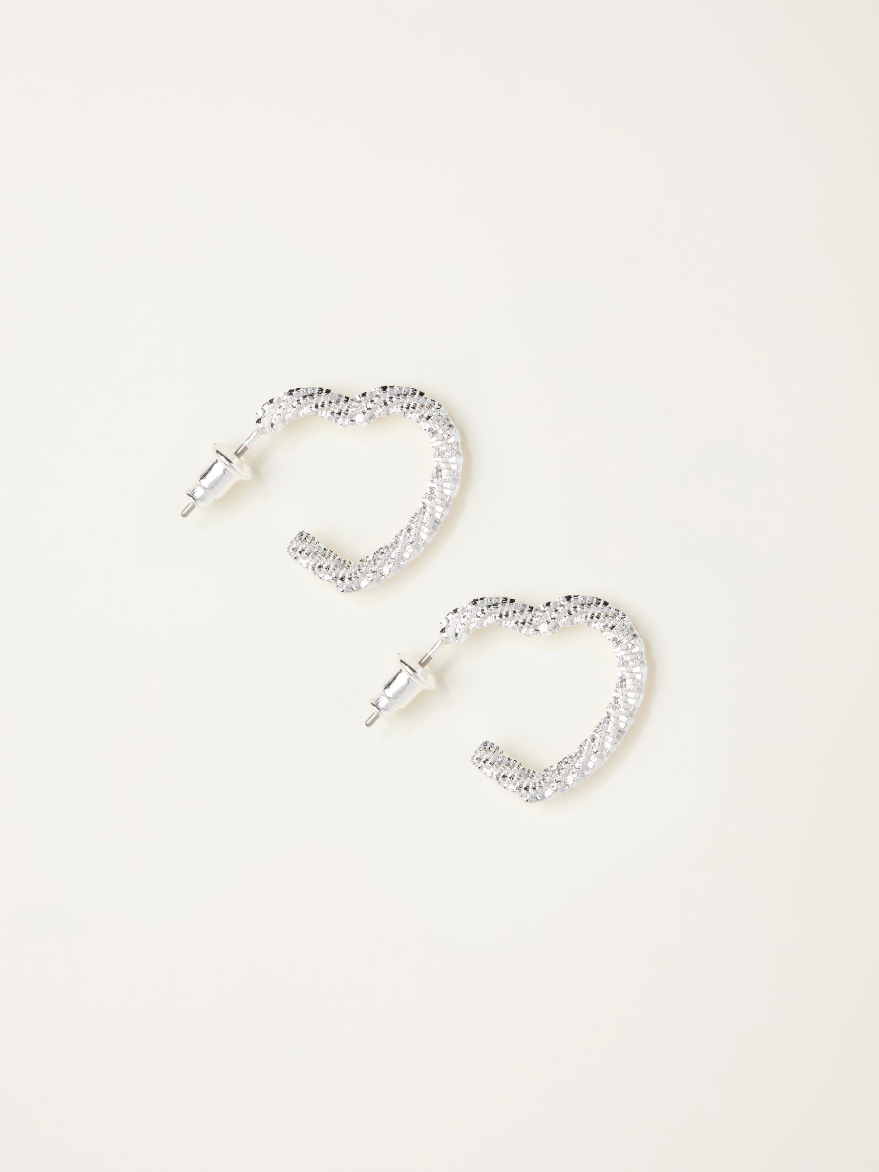 Silver Tone Heart Hoop Earrings (H20457) | £10.50