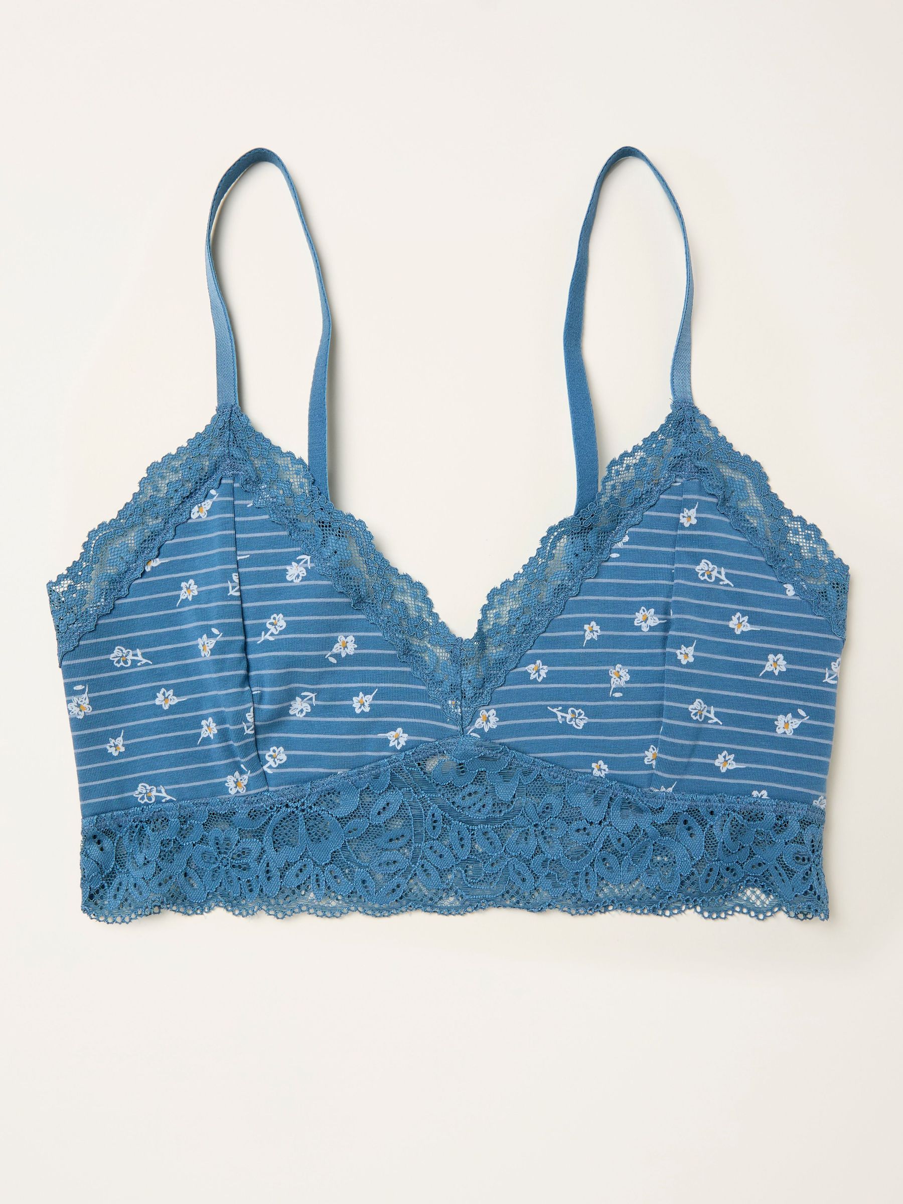 Blue Stripe Floral Bralette (H20647) | £18