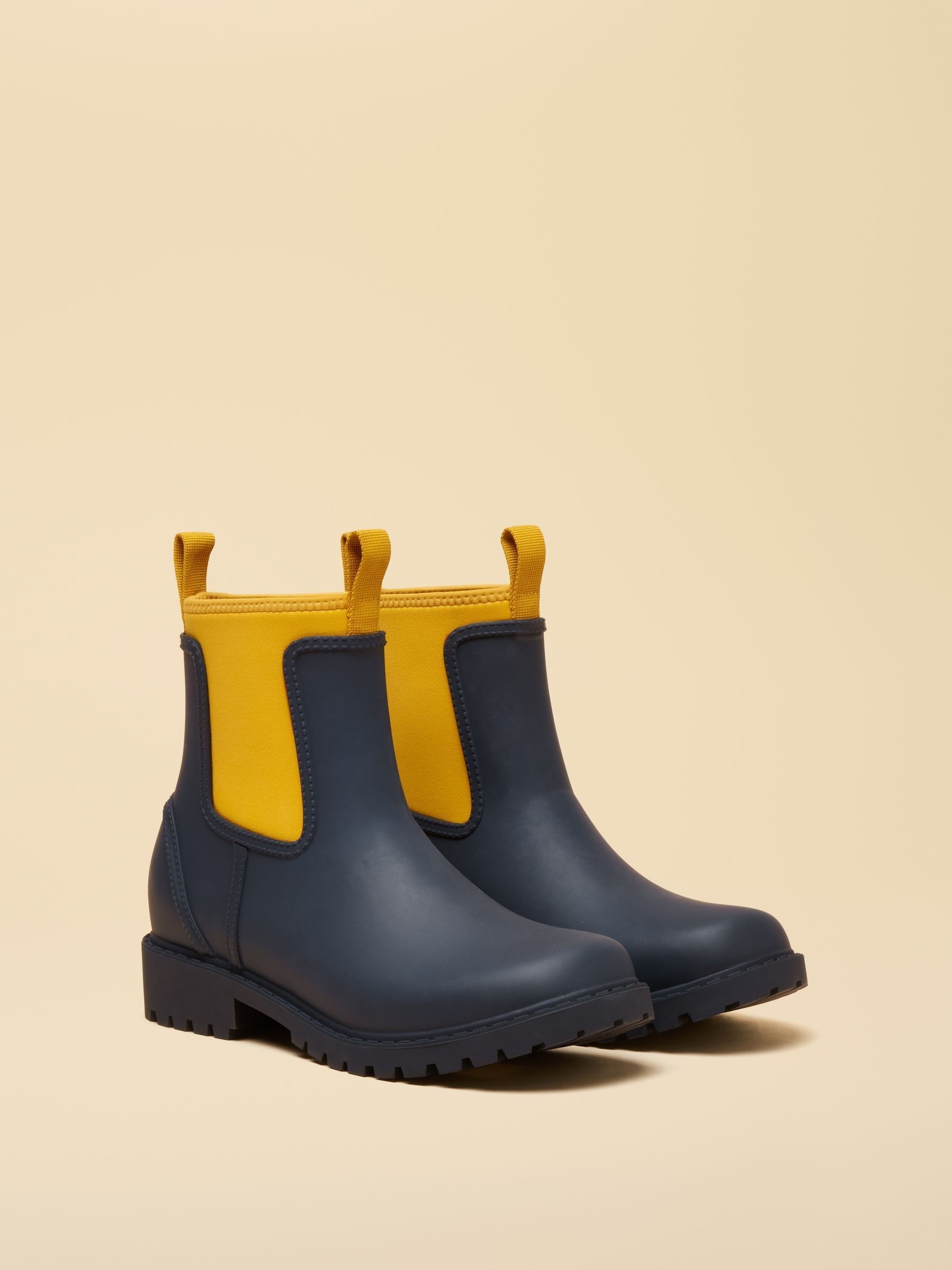 Oakfield Navy Yellow Short Neoprene Lined Wellies (H20735) | £60