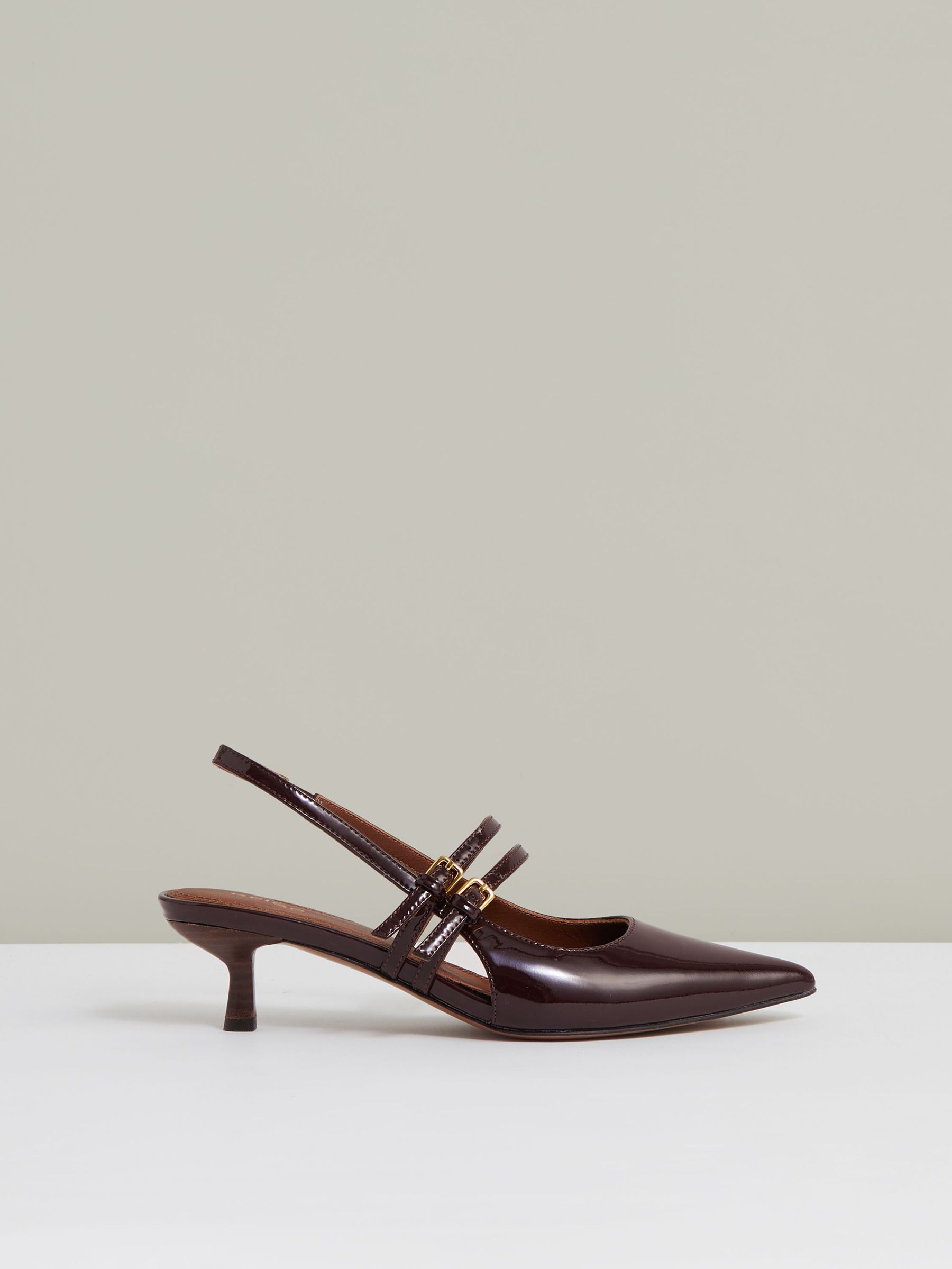 Leather Slingback Buckle Court Shoes in Oxblood (H21011) | £180
