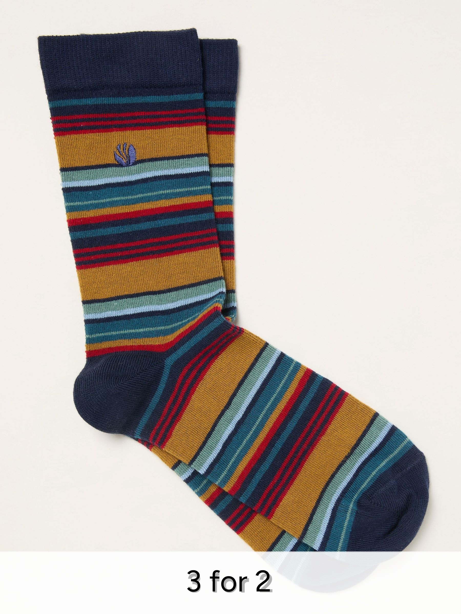 Teal Blue Striped Socks (H21191) | £7.50