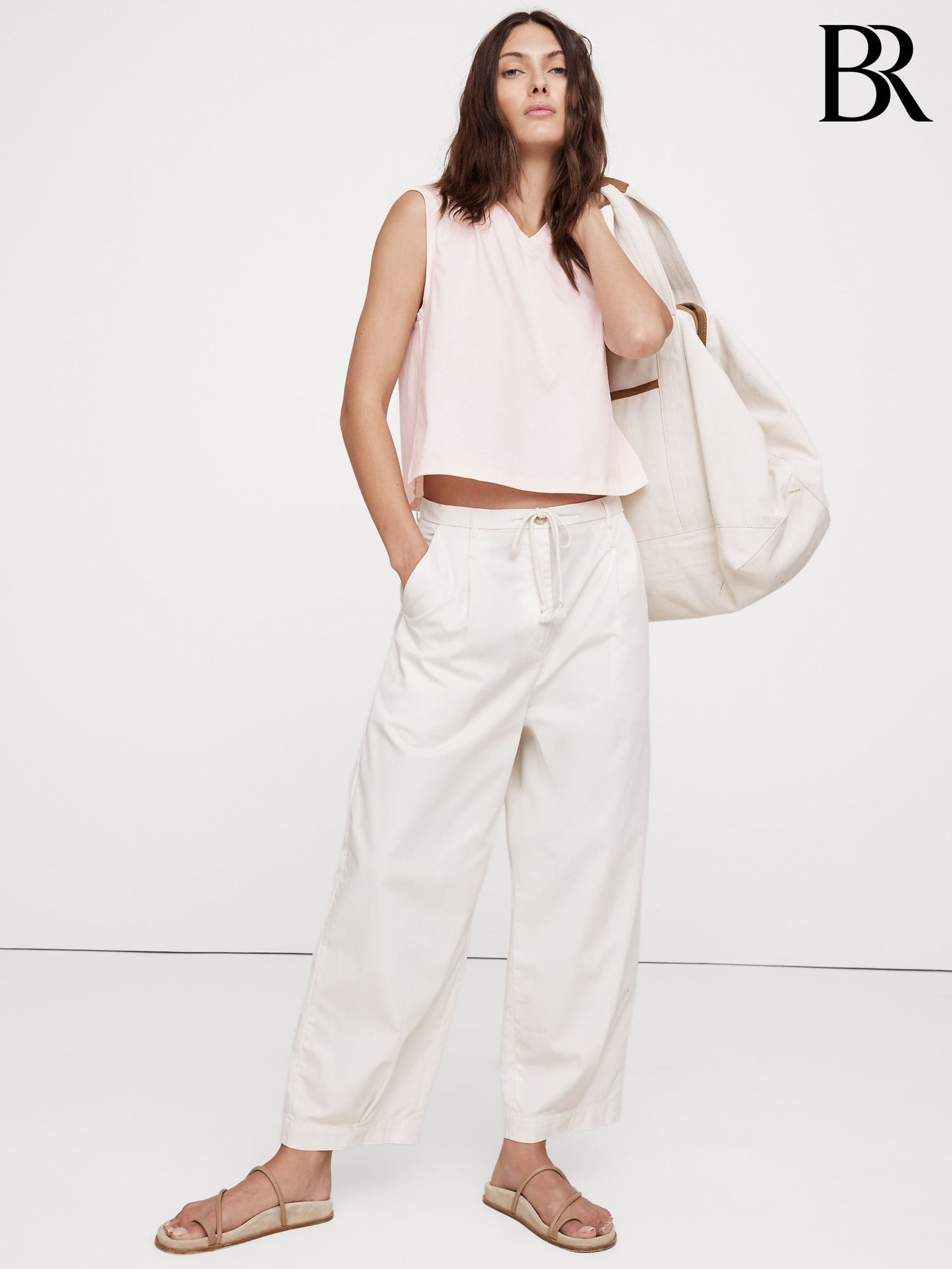 Banana Republic Pink Silky Cotton Cropped Tank Top (H21341) | £25
