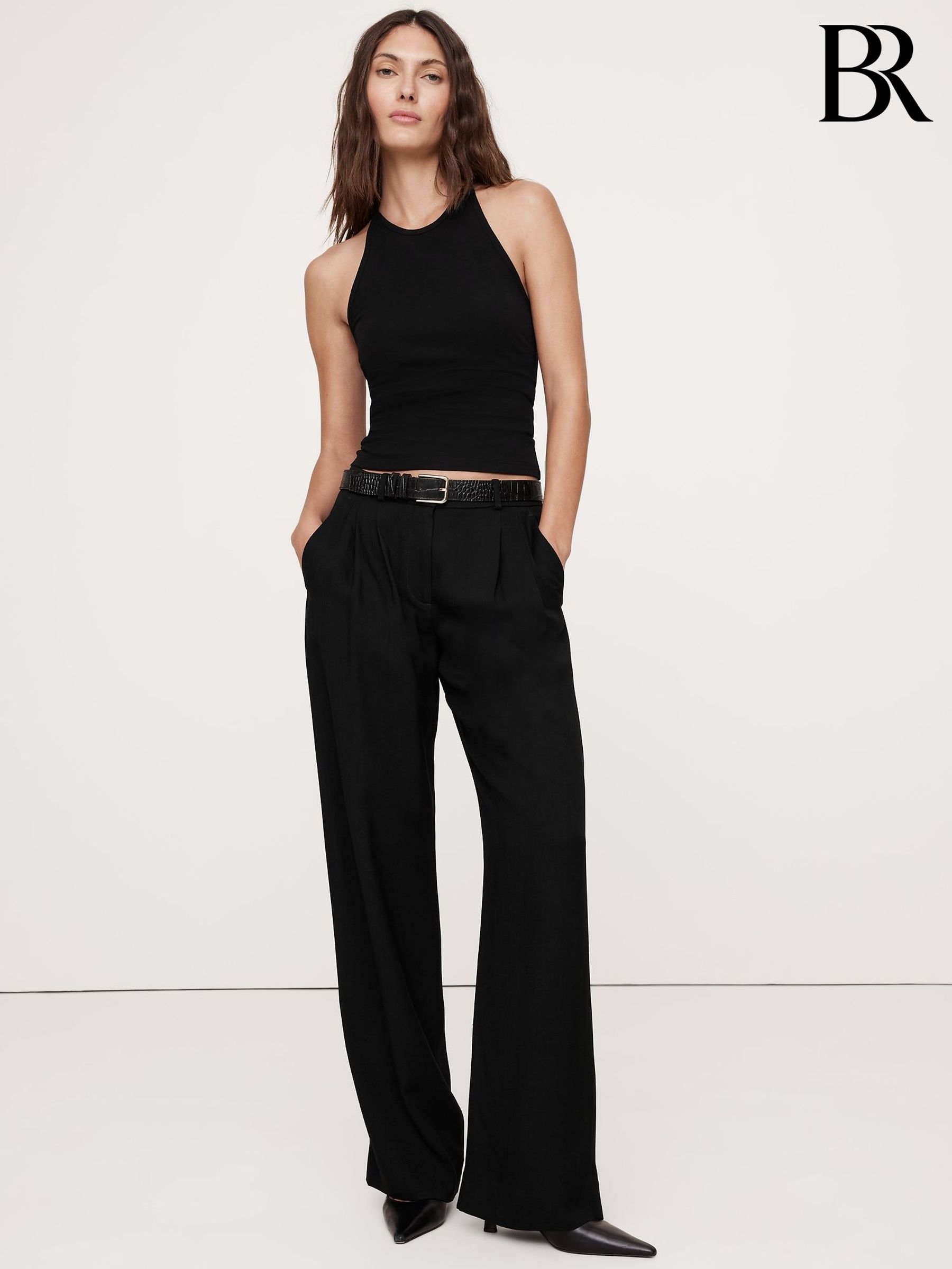 Banana Republic Black Refined Open-Racerback Tank (H21348) | £35