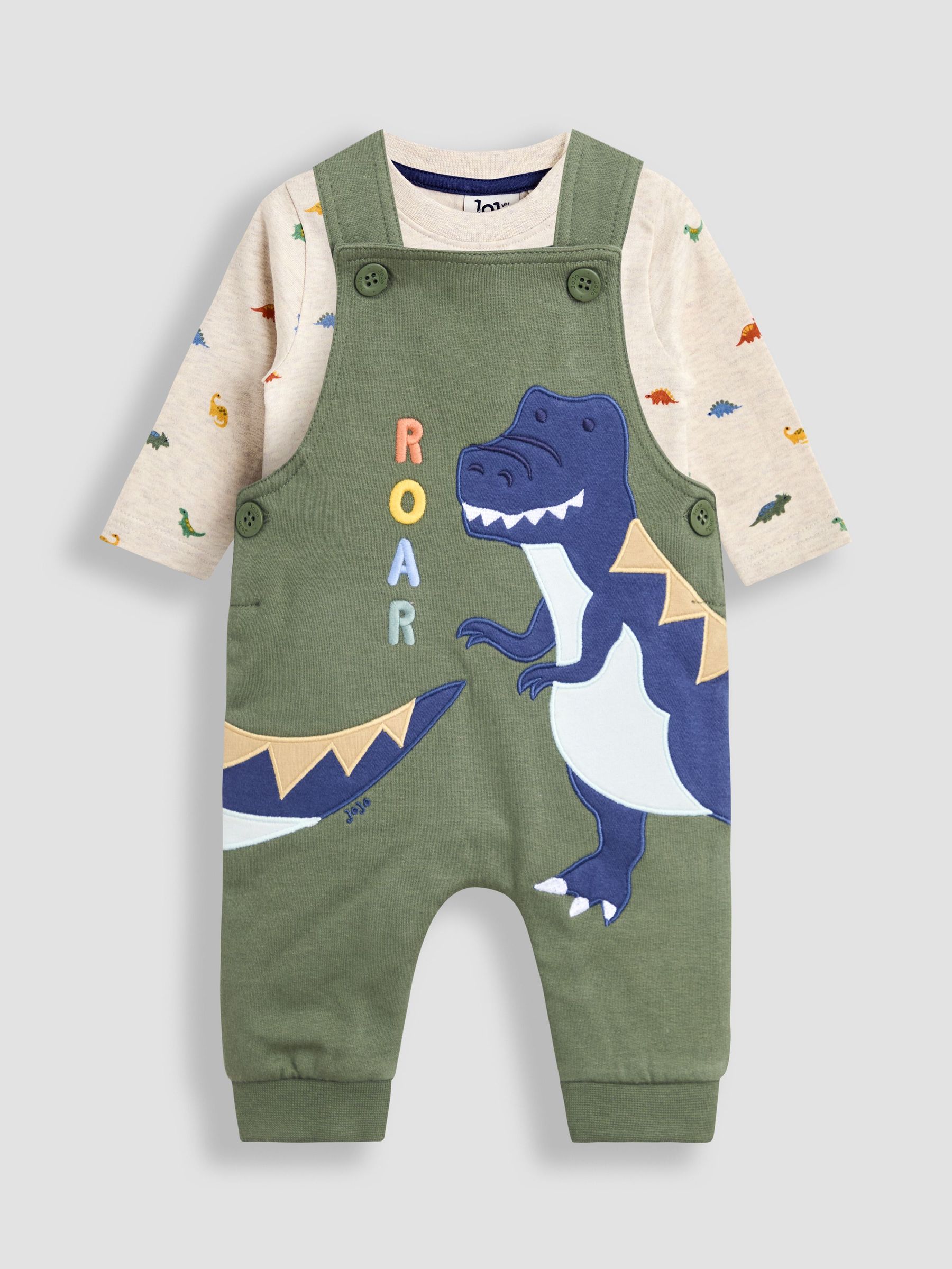 Green 2-Piece Appliqué Dungarees & Print Top Set (H21425) | £28 - £29