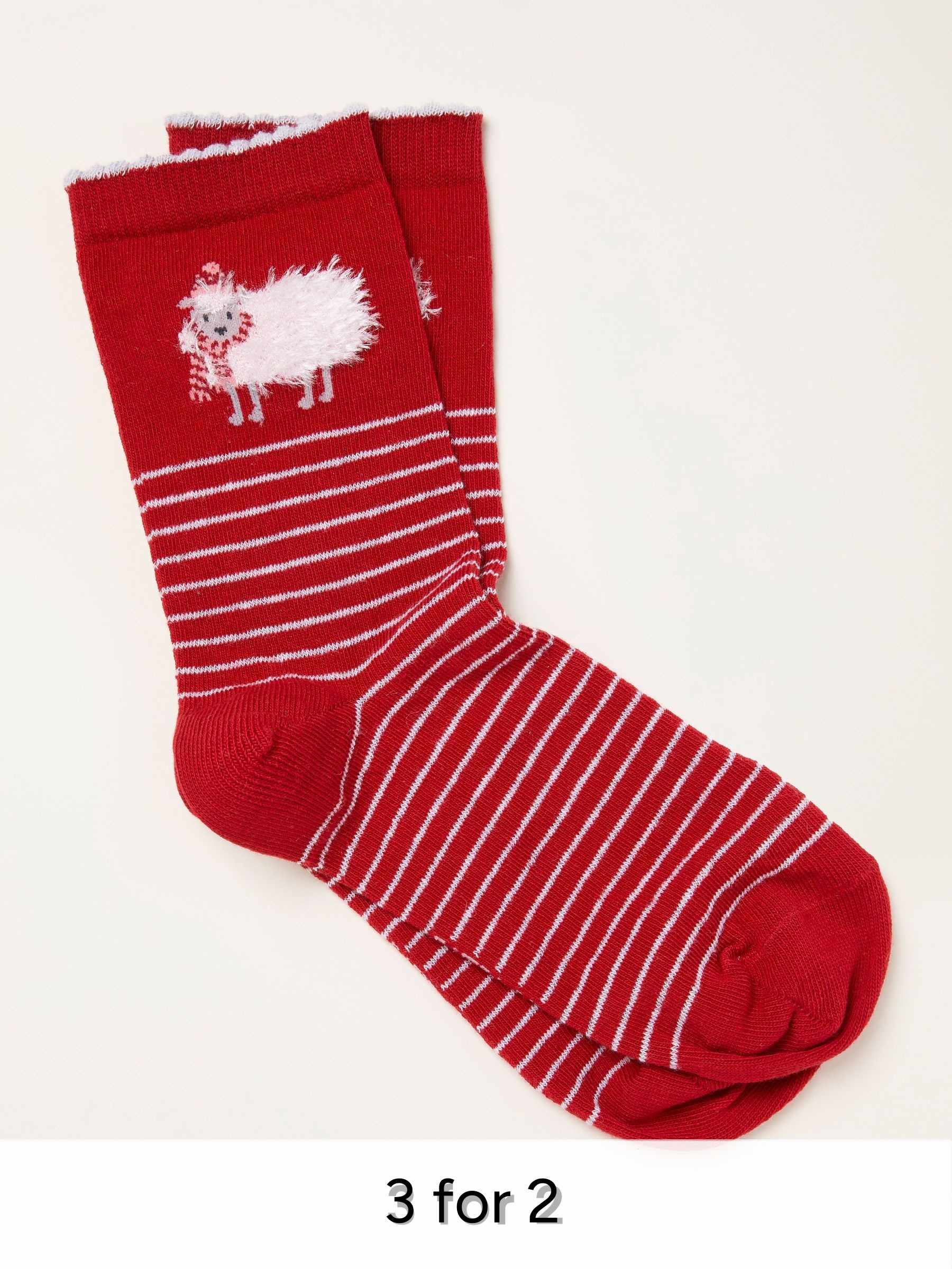 Red Fluffy Sheep Socks (H21458) | £7.50