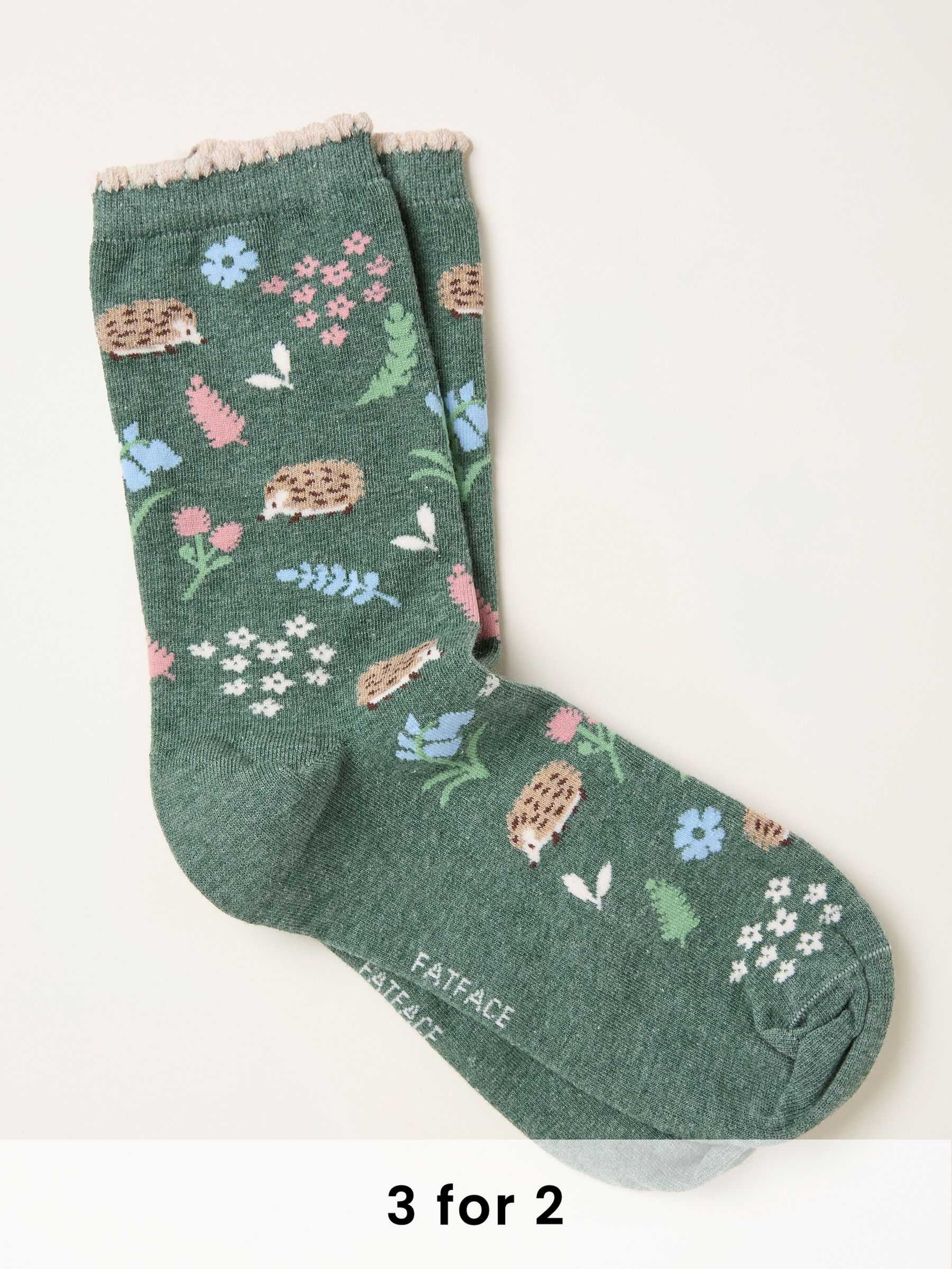 Green Woodland Hedgehog Socks (H21461) | £7.50