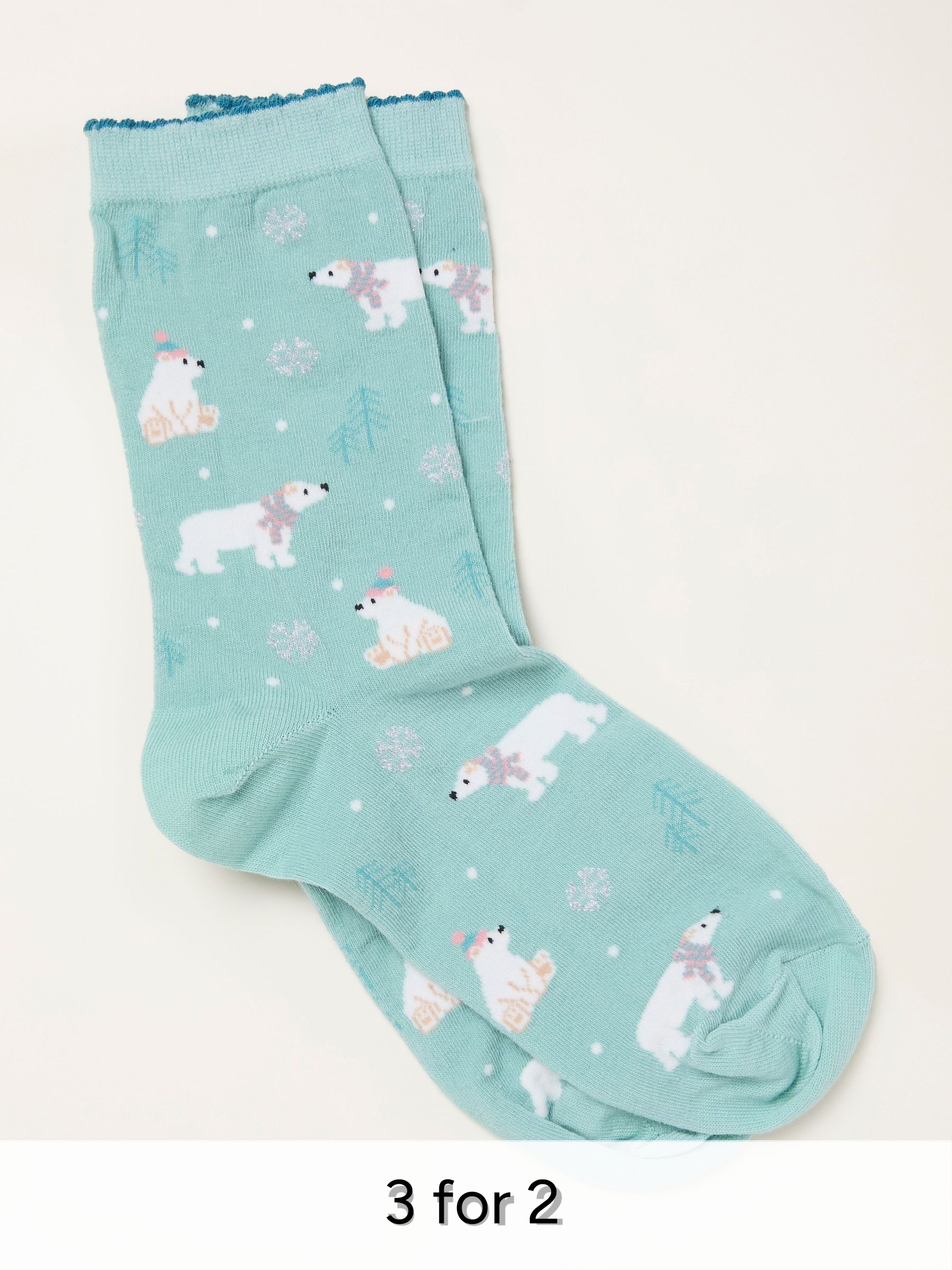 Green Haze Polar Bear Socks (H21464) | £7.50