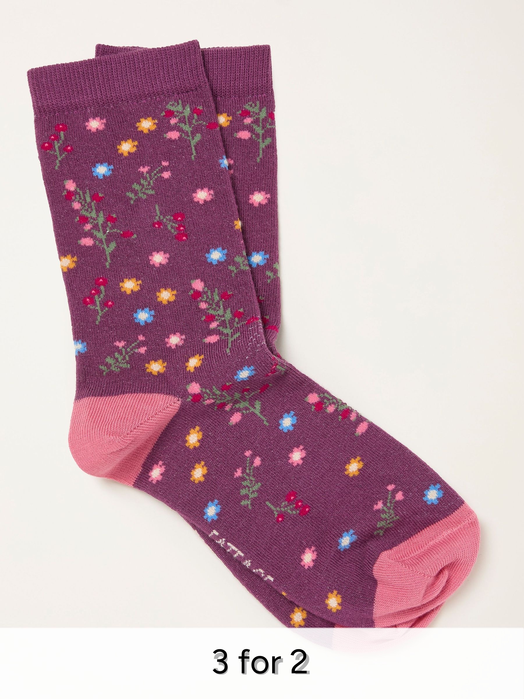 Purple Winter Floral Socks (H21465) | £7.50